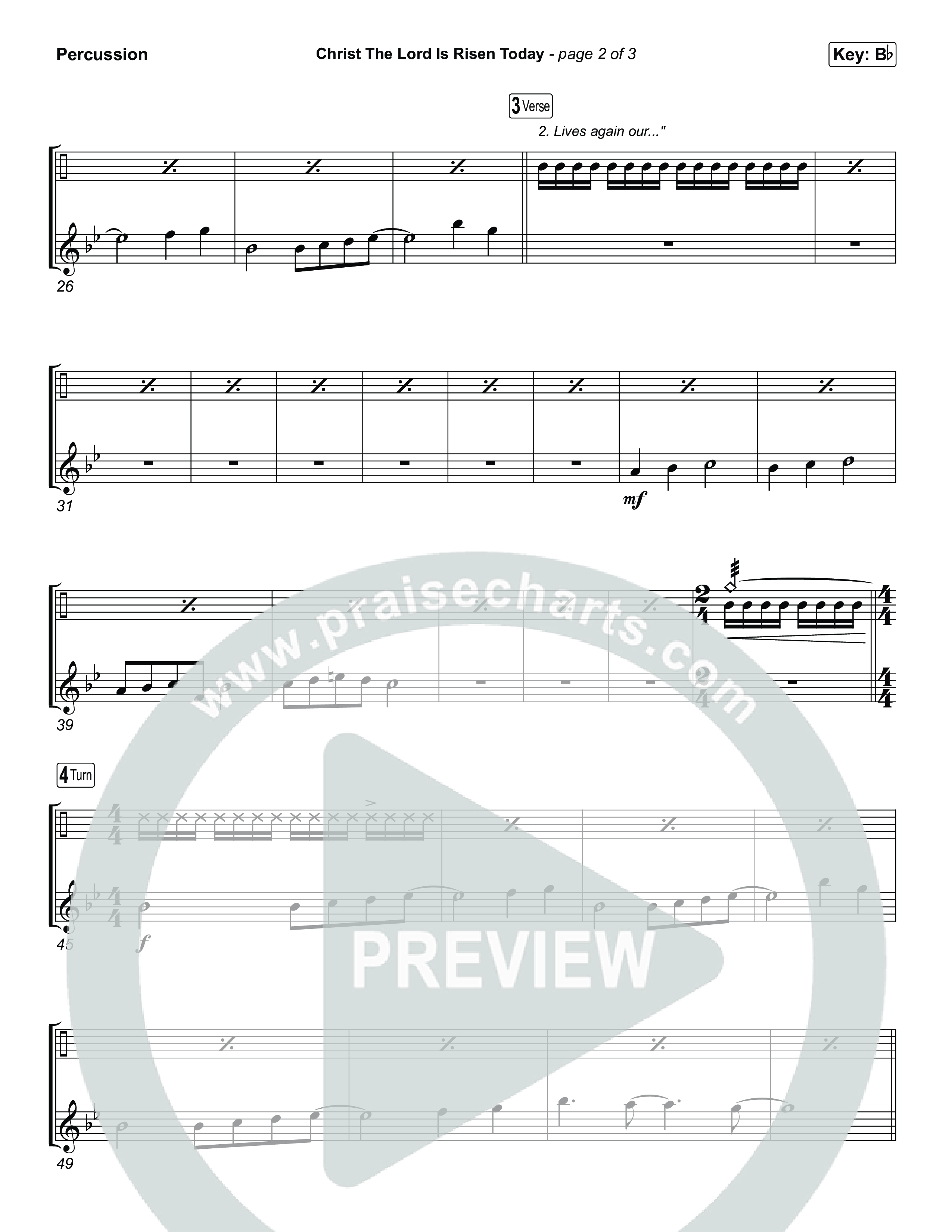 Christ The Lord Is Risen Today (Choral/SATB) Percussion (Travis Cottrell / Arr. Mason Brown)