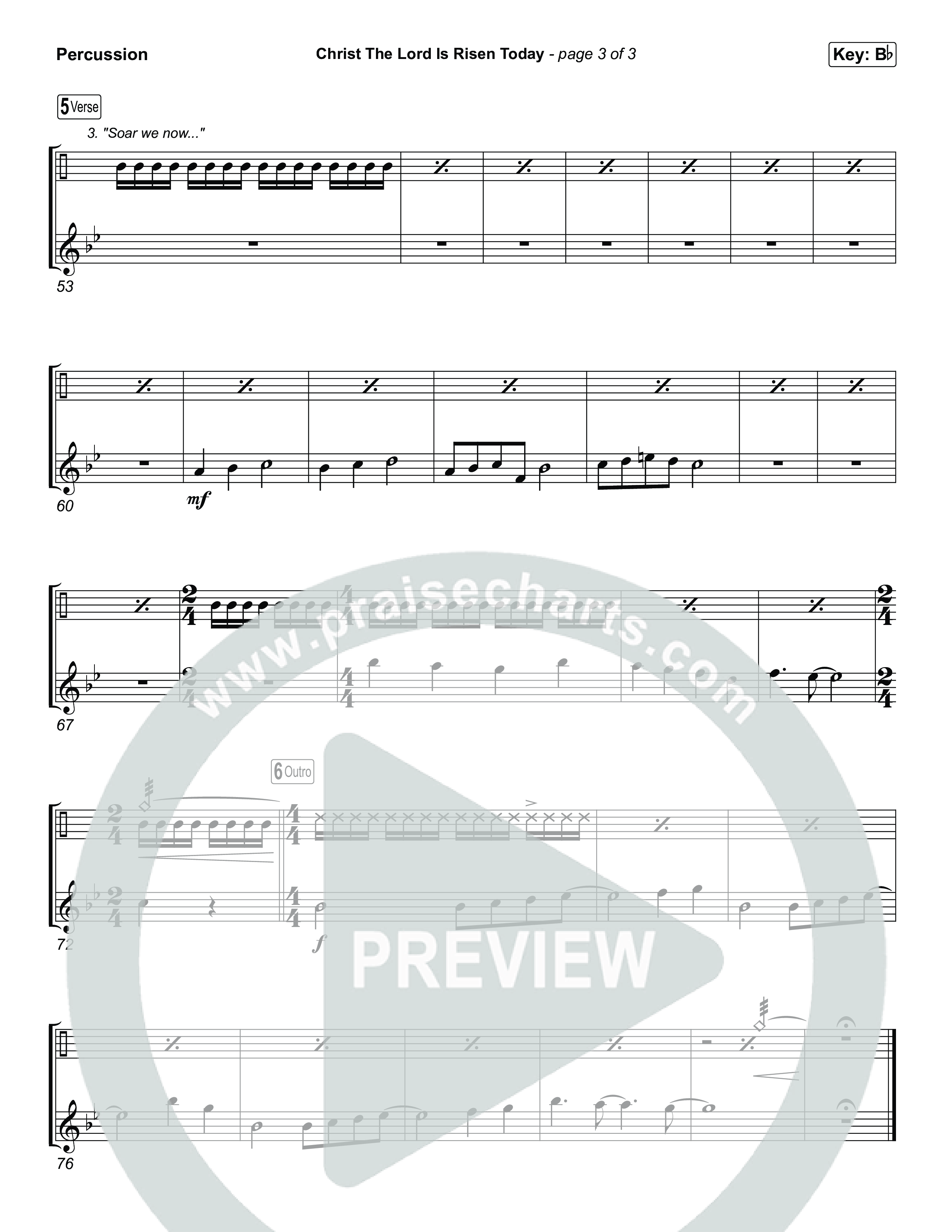 Christ The Lord Is Risen Today (Choral/SATB) Percussion (Travis Cottrell / Arr. Mason Brown)