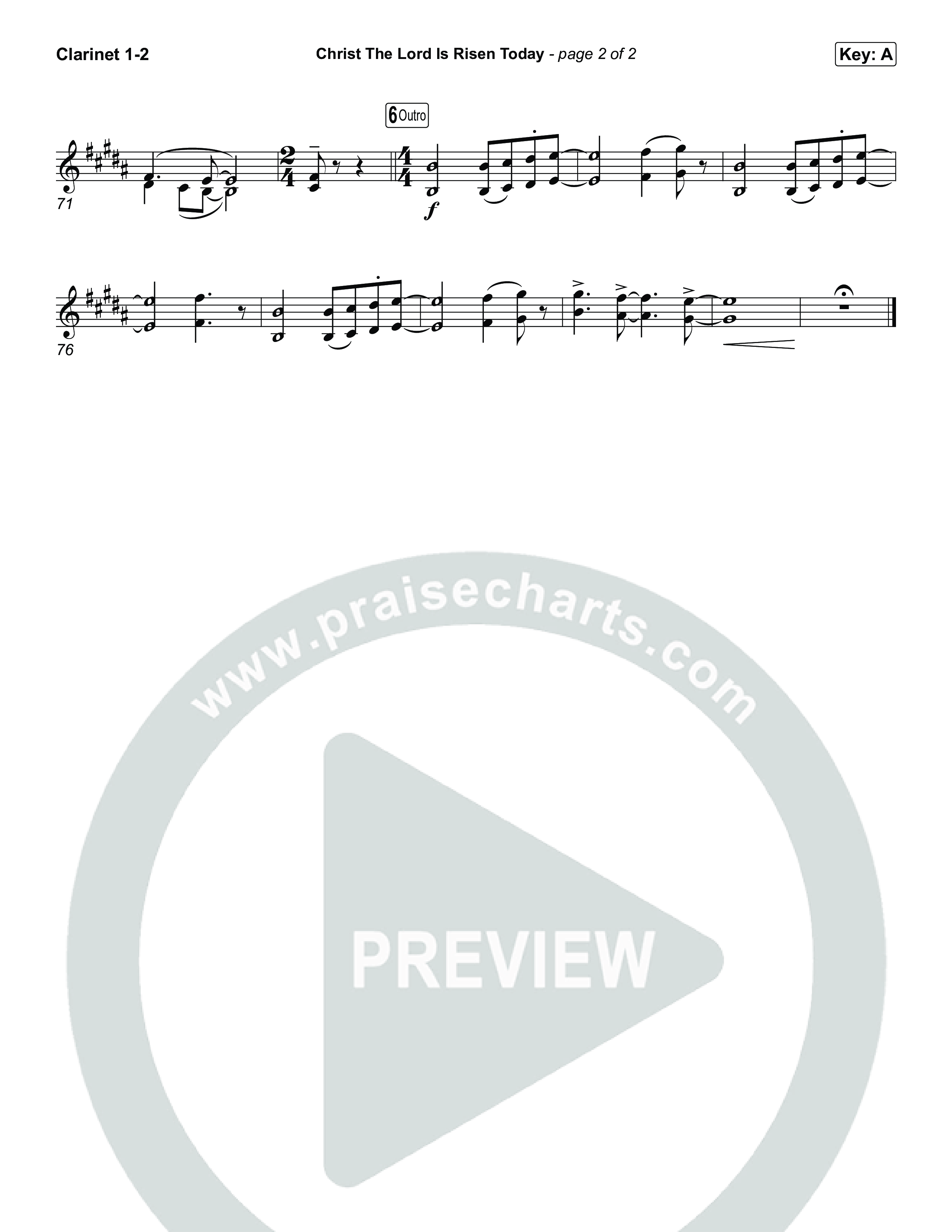 Christ The Lord Is Risen Today (Choral/SATB) Clarinet 1,2 (Travis Cottrell / Arr. Mason Brown)