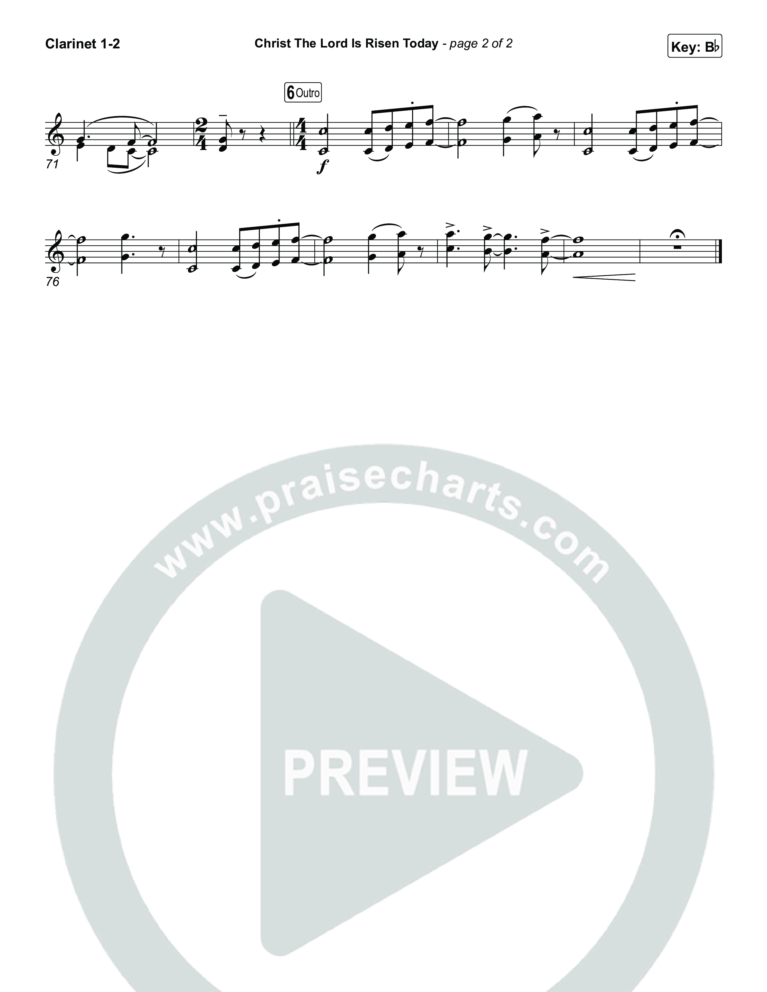 Christ The Lord Is Risen Today (Choral/SATB) Clarinet 1,2 (Travis Cottrell / Arr. Mason Brown)