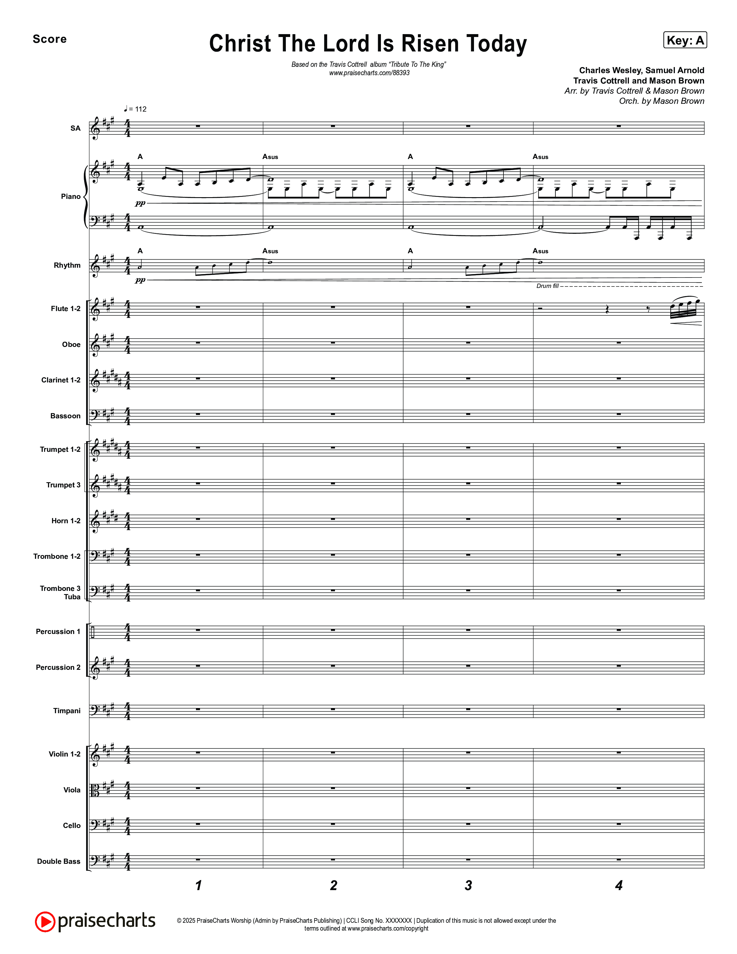 Christ The Lord Is Risen Today (Choral/SATB) Orchestration (Travis Cottrell / Arr. Mason Brown)