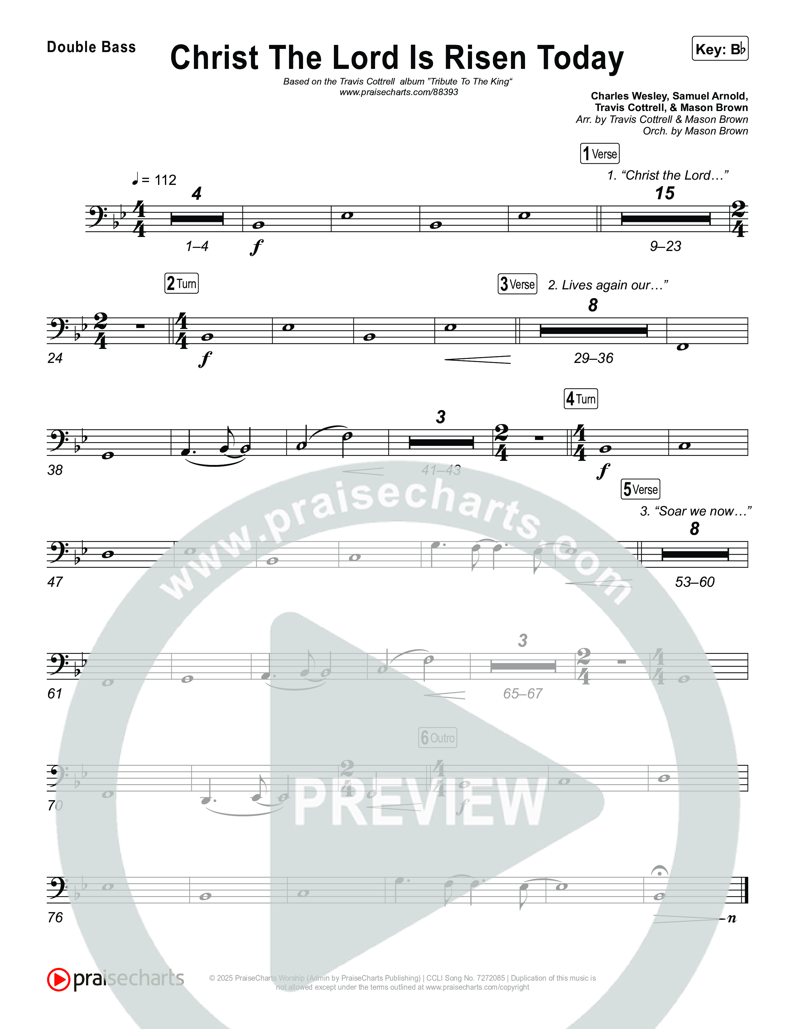Christ The Lord Is Risen Today (Choral/SATB) String Bass (Travis Cottrell / Arr. Mason Brown)
