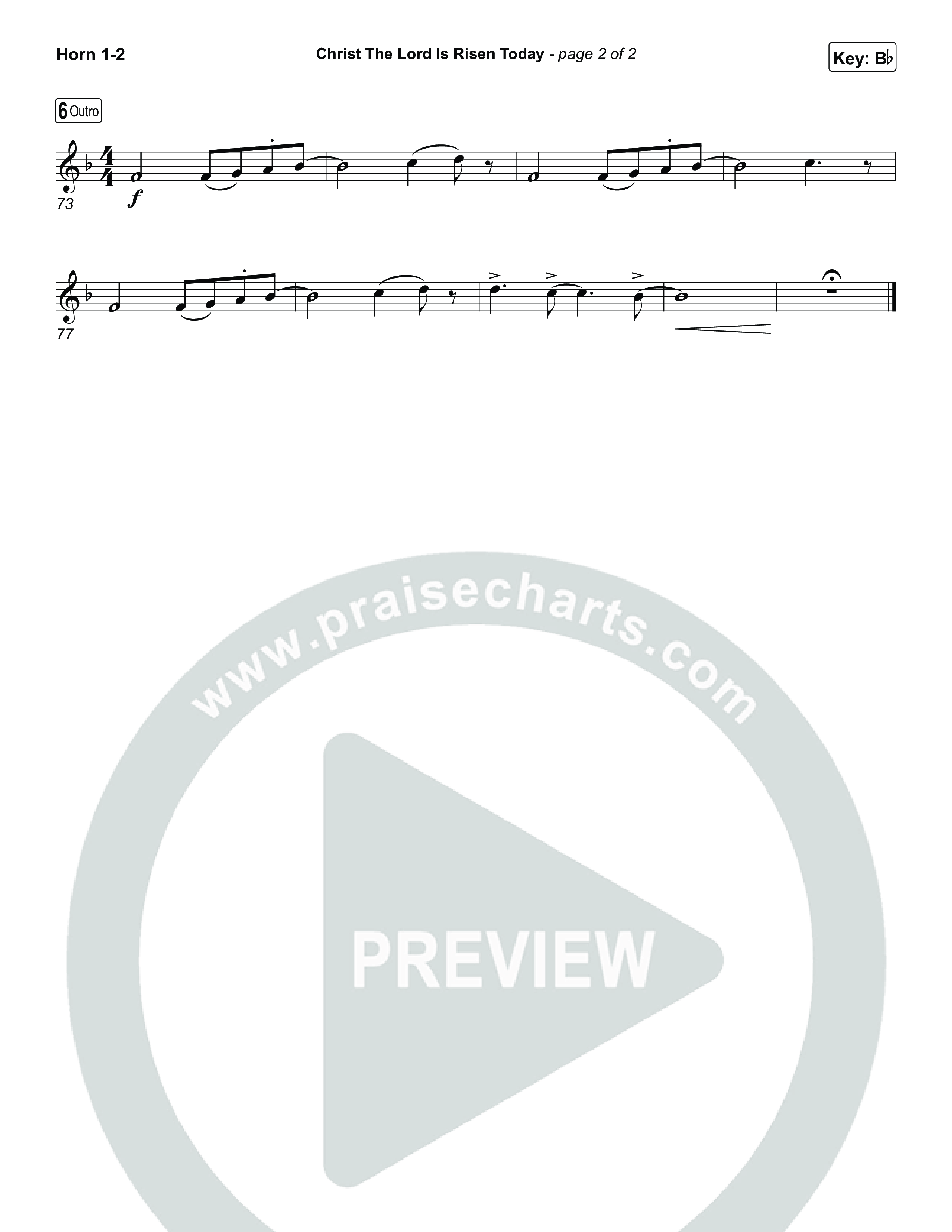 Christ The Lord Is Risen Today (Choral/SATB) French Horn 1,2 (Travis Cottrell / Arr. Mason Brown)