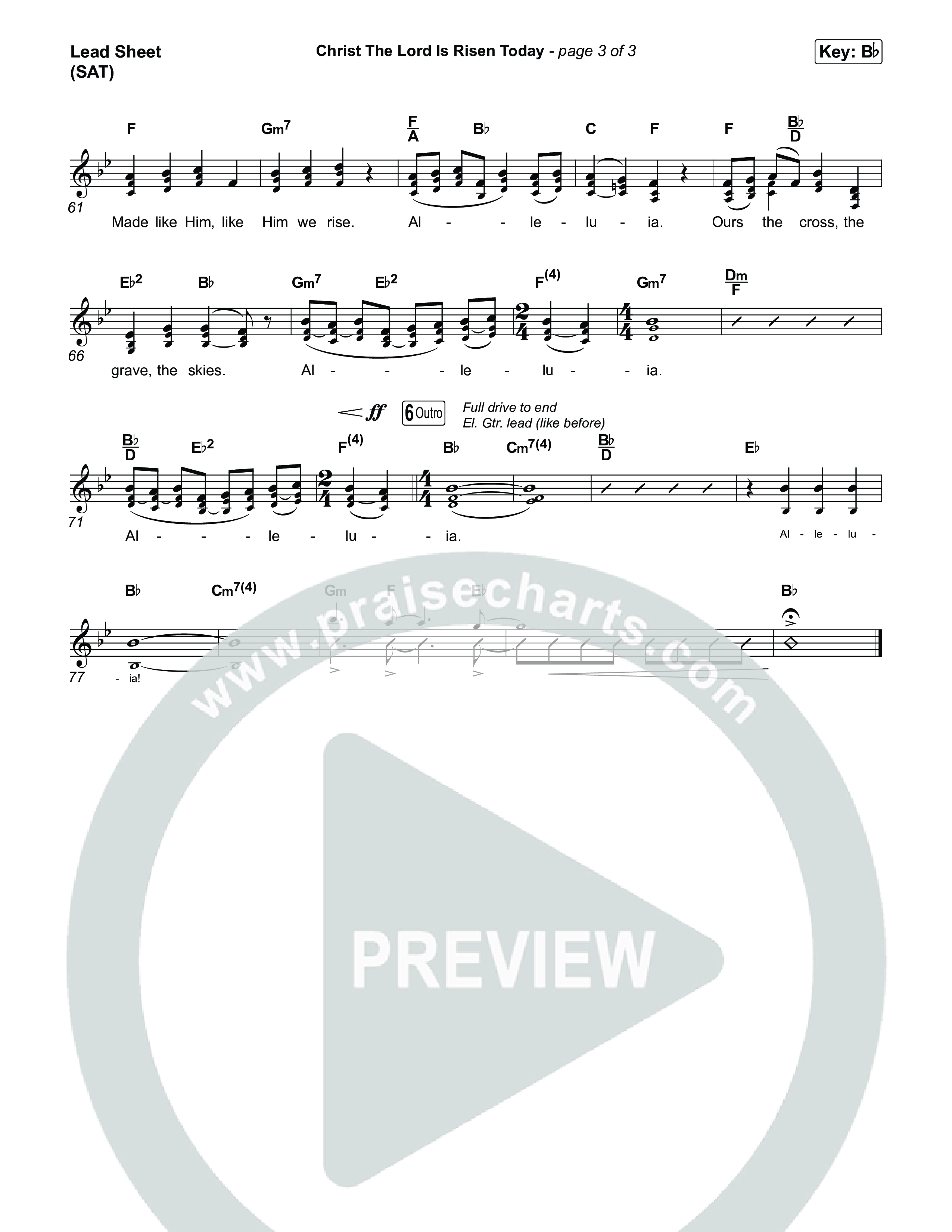 Christ The Lord Is Risen Today (Choral/SATB) Lead Sheet (SAT) (Travis Cottrell / Arr. Mason Brown)