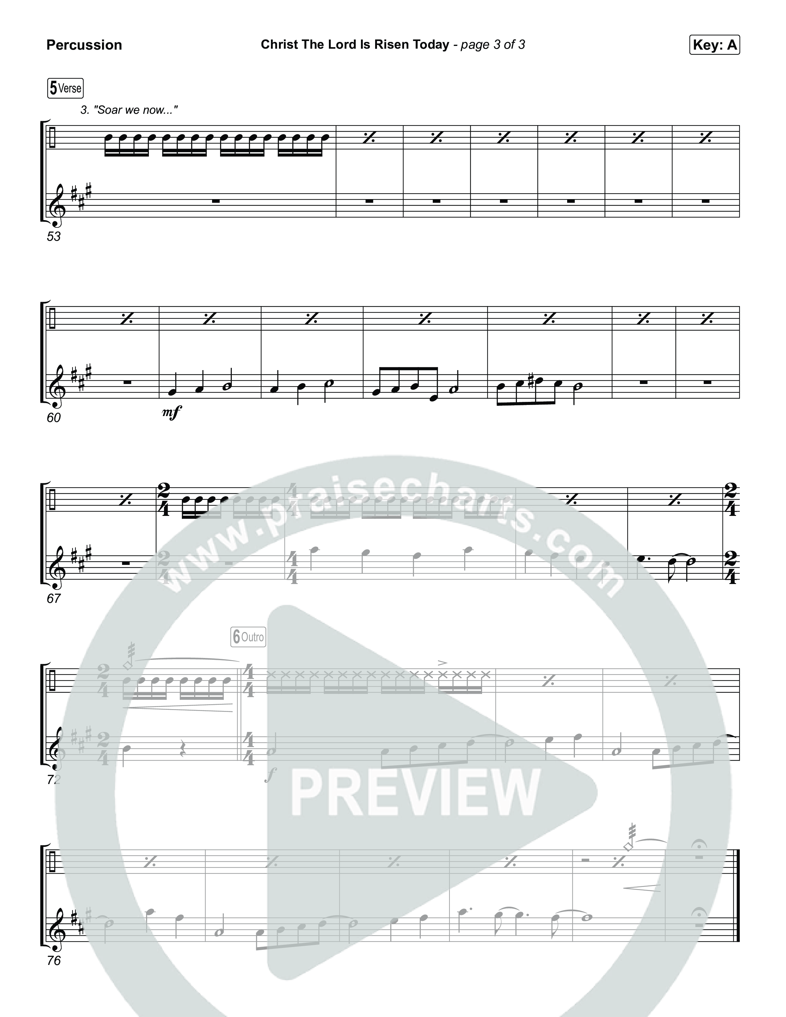 Christ The Lord Is Risen Today (Choral/SATB) Percussion (Travis Cottrell / Arr. Mason Brown)