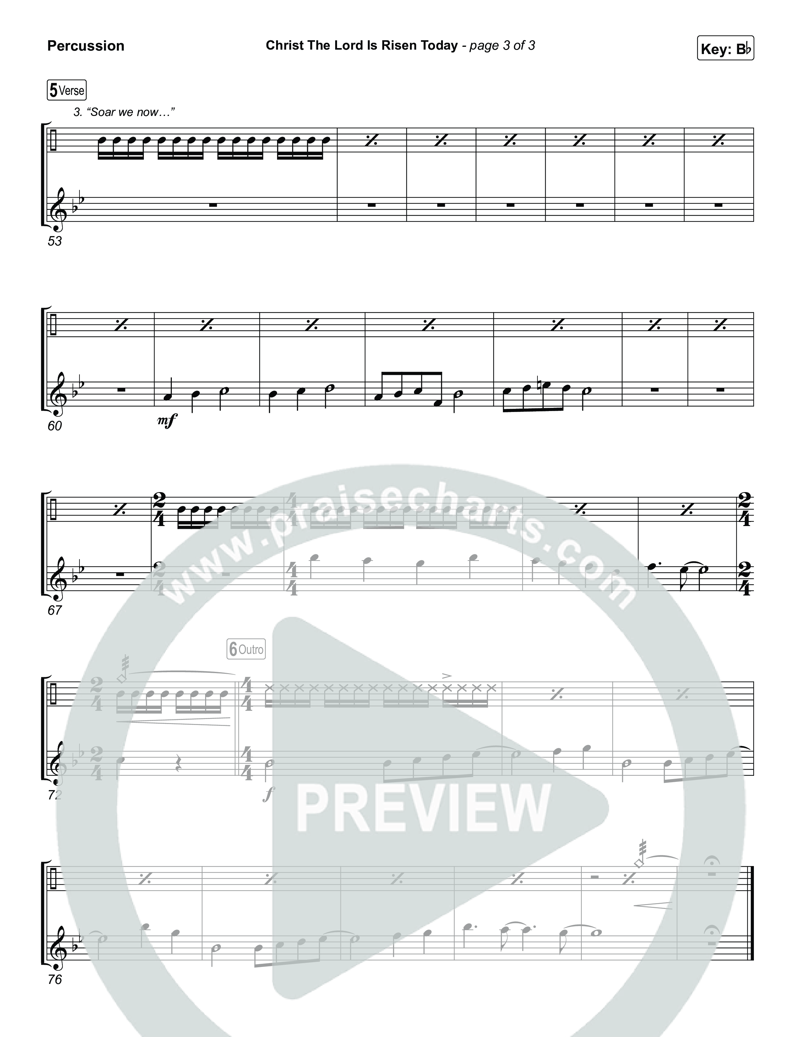 Christ The Lord Is Risen Today (Choral/SATB) Percussion (Travis Cottrell / Arr. Mason Brown)