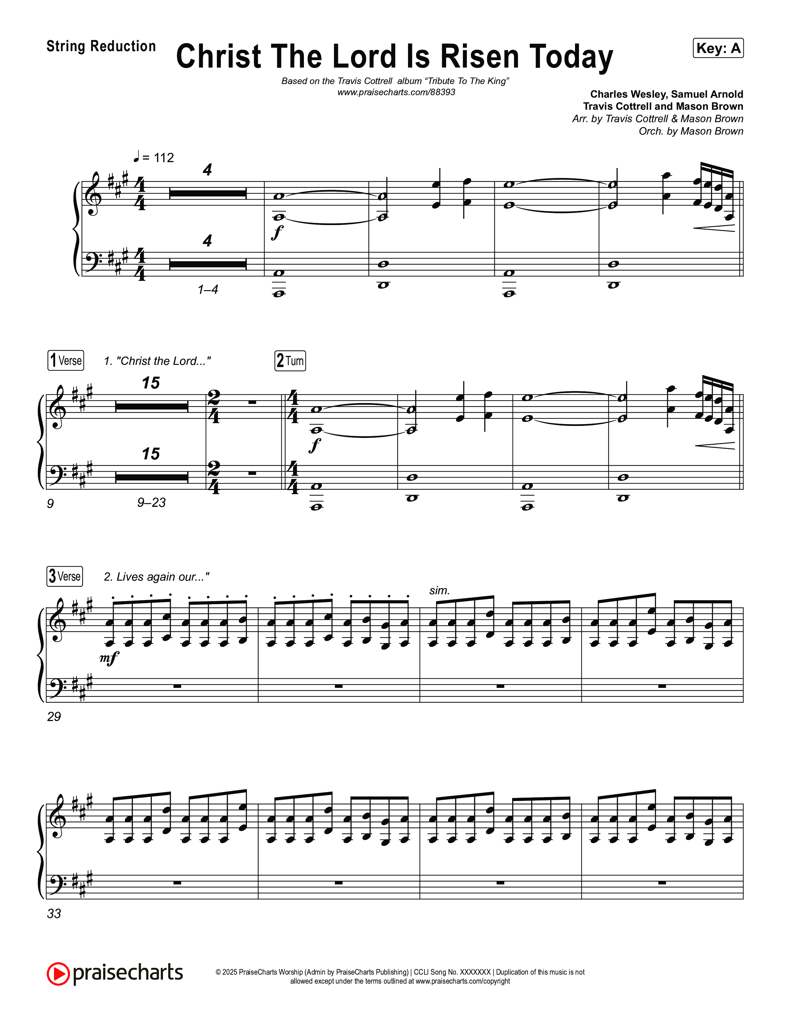 Christ The Lord Is Risen Today (Choral/SATB) String Reduction (Travis Cottrell / Arr. Mason Brown)