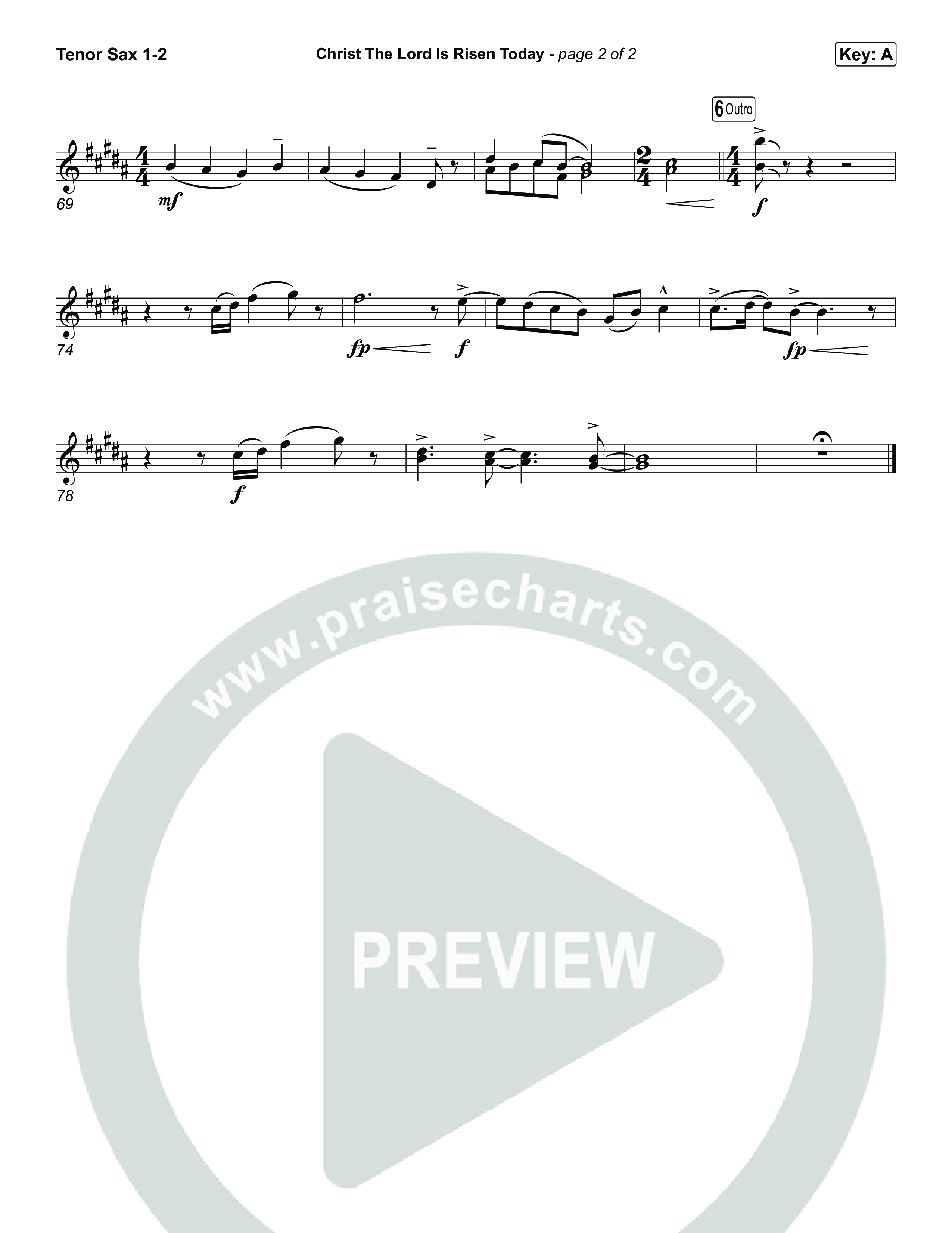Christ The Lord Is Risen Today (Choral/SATB) Tenor Sax 1,2 (Travis Cottrell / Arr. Mason Brown)