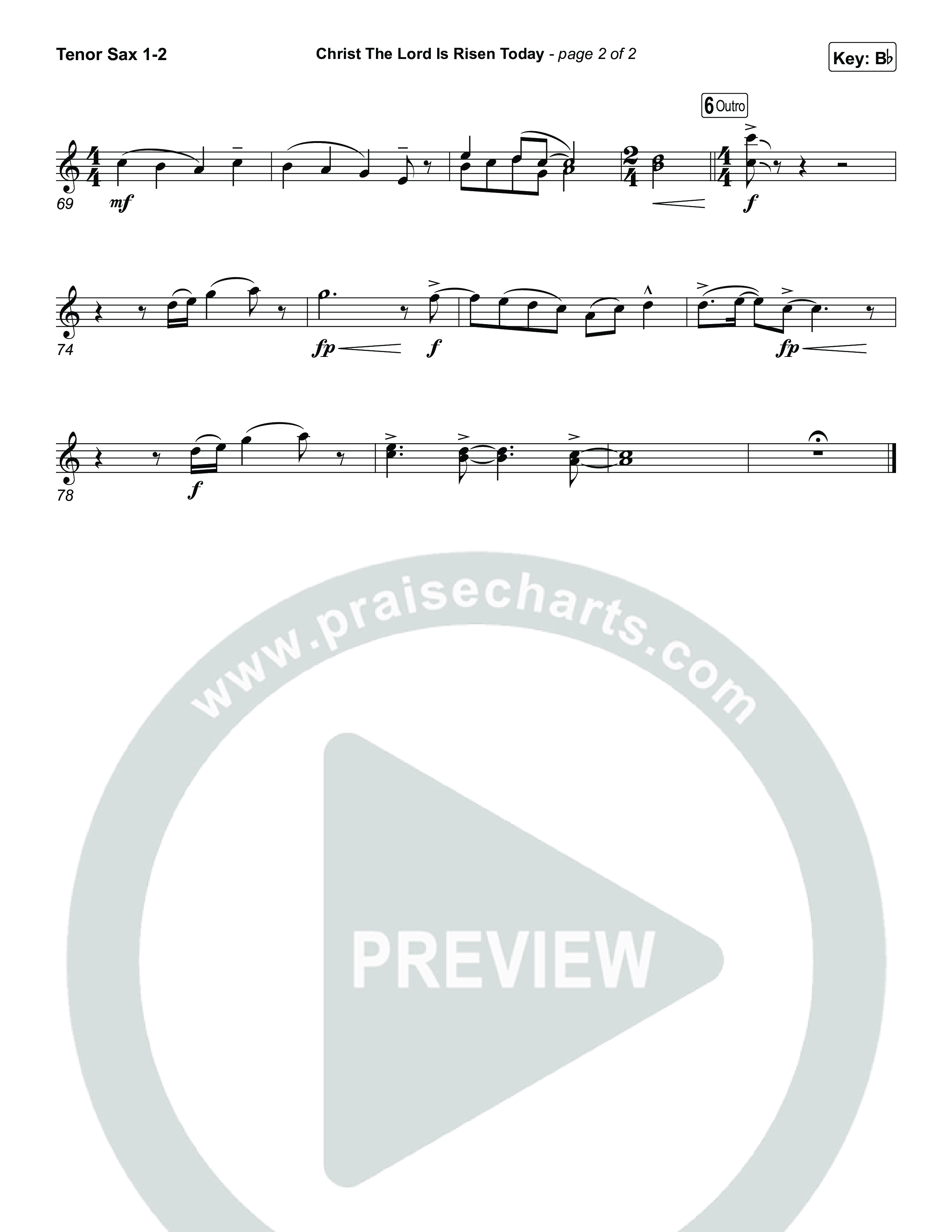Christ The Lord Is Risen Today (Choral/SATB) Tenor Sax 1,2 (Travis Cottrell / Arr. Mason Brown)
