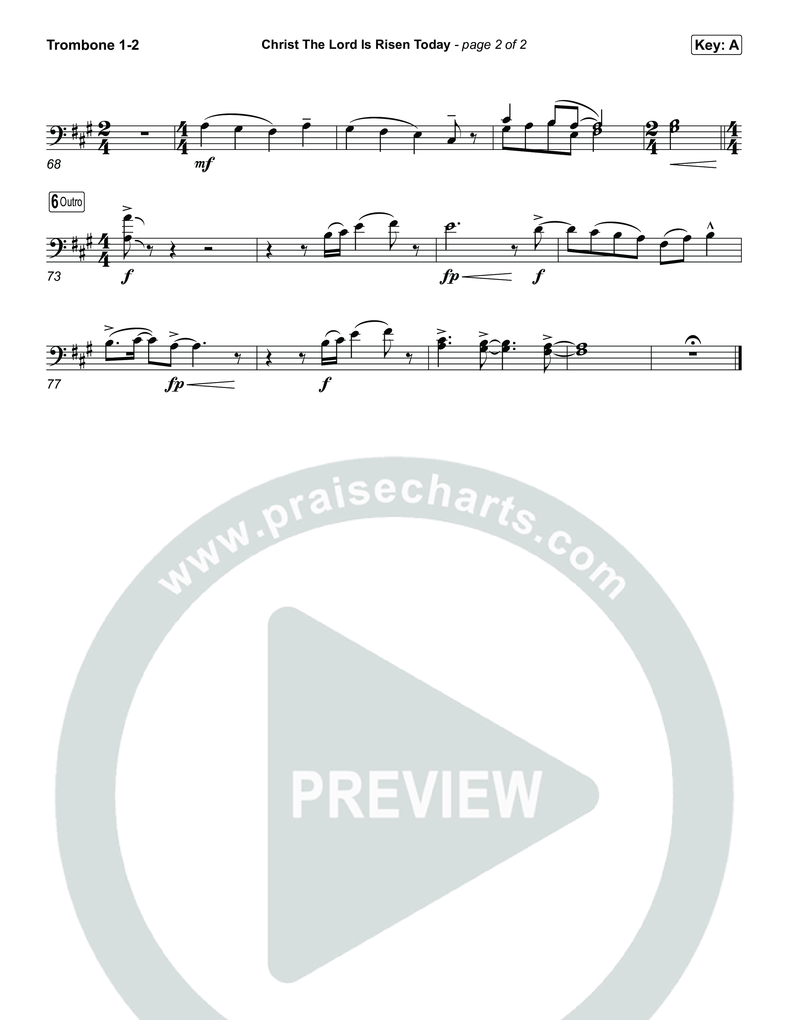 Christ The Lord Is Risen Today (Choral/SATB) Trombone 1/2 (Travis Cottrell / Arr. Mason Brown)
