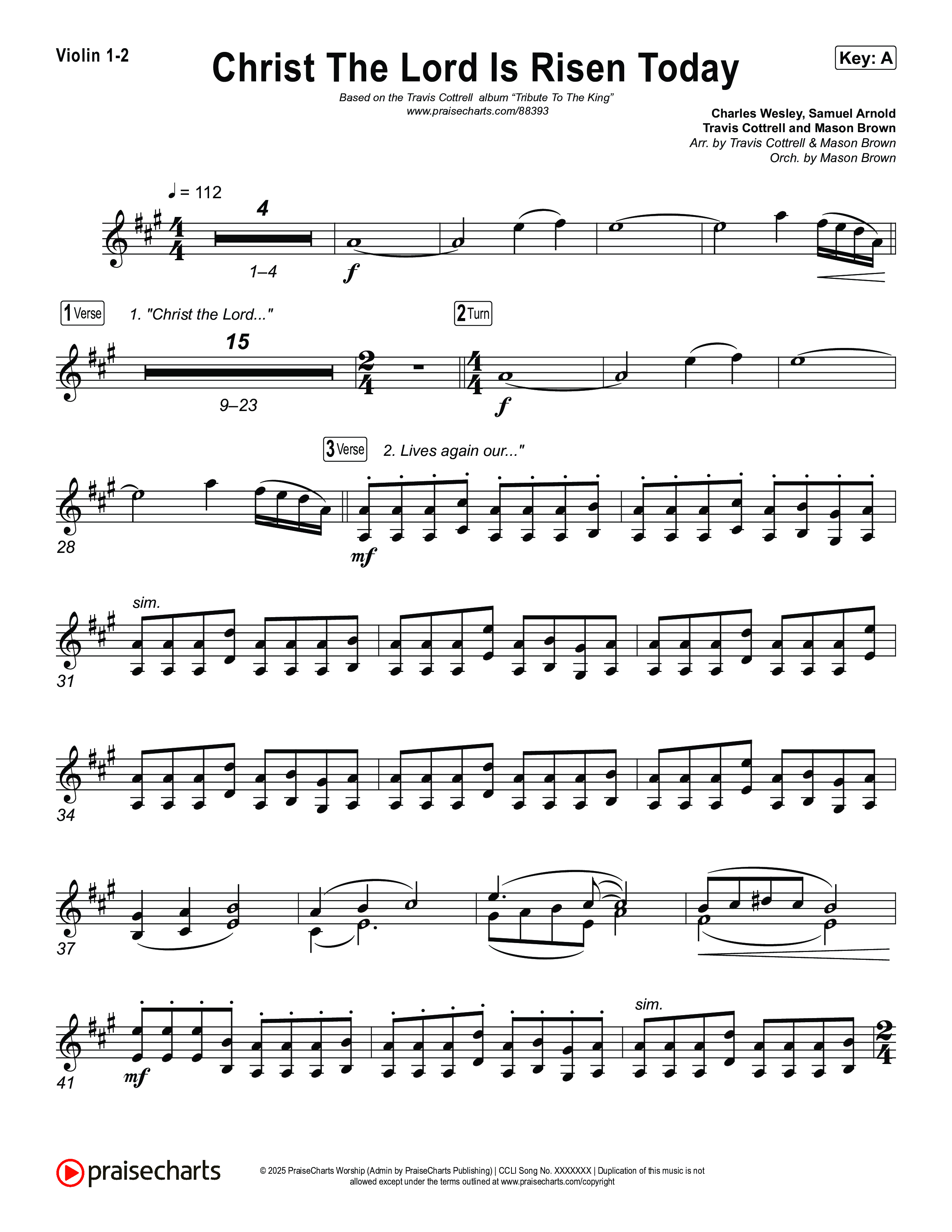 Christ The Lord Is Risen Today (Choral/SATB) String Pack (Travis Cottrell / Arr. Mason Brown)