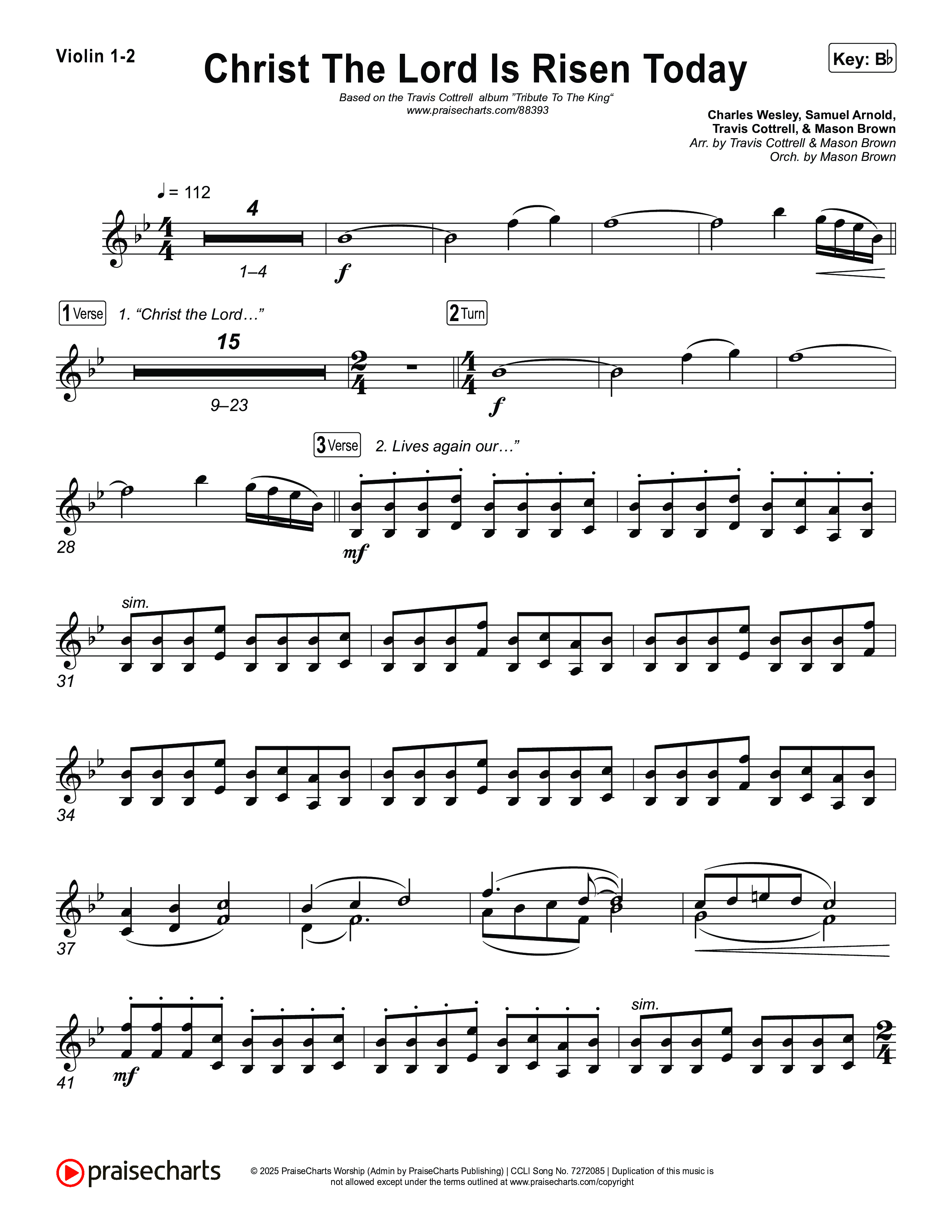 Christ The Lord Is Risen Today (Choral/SATB) String Pack (Travis Cottrell / Arr. Mason Brown)