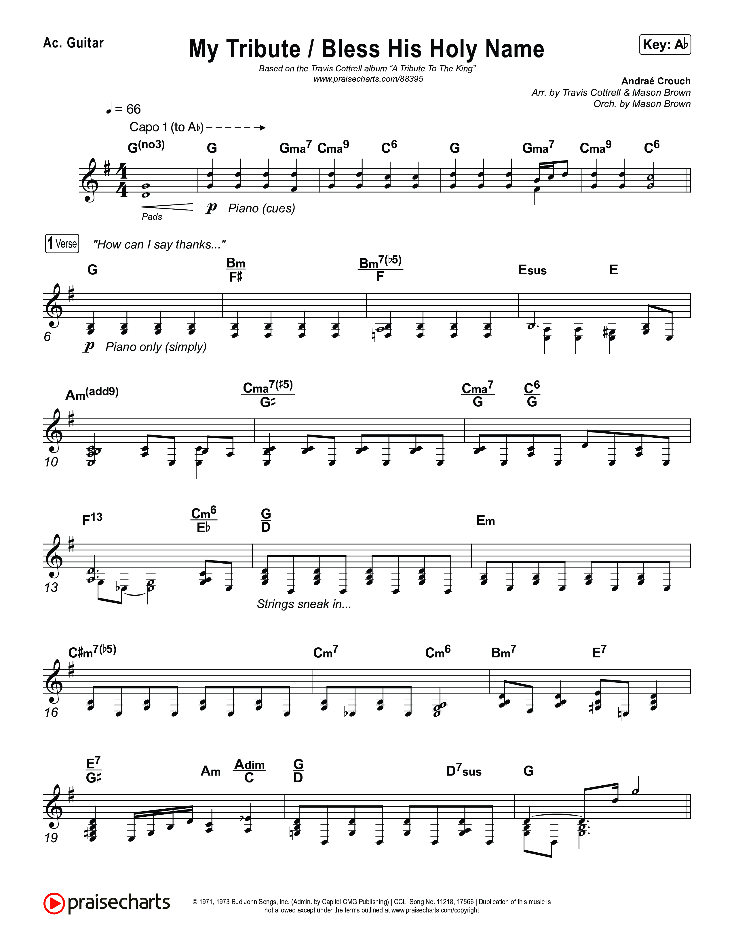 My Tribute / Bless His Holy Name (Choral/SATB) Acoustic Guitar (Brooke Voland / Arr. Travis Cottrell / Arr. Mason Brown)