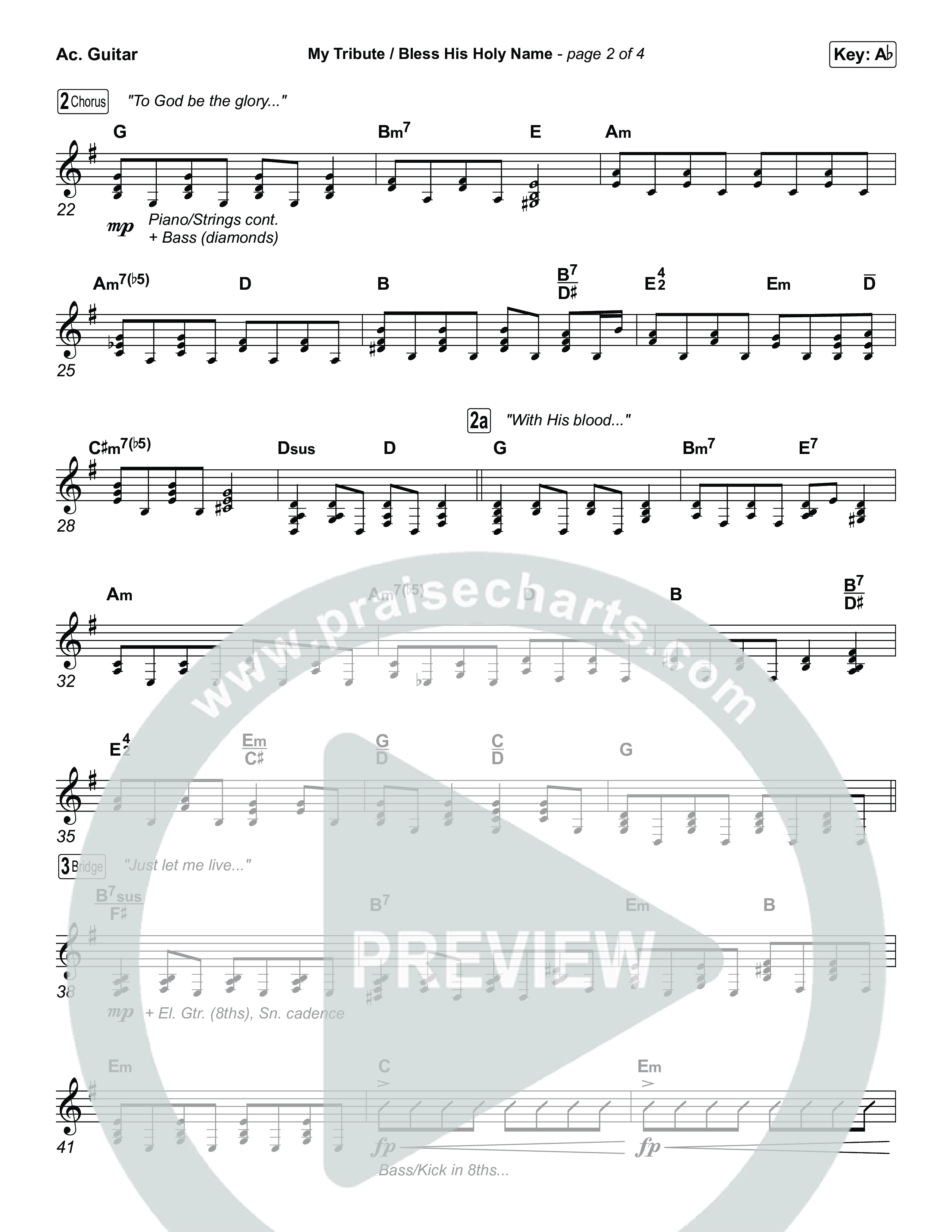 My Tribute / Bless His Holy Name (Choral/SATB) Acoustic Guitar (Brooke Voland / Arr. Travis Cottrell / Arr. Mason Brown)