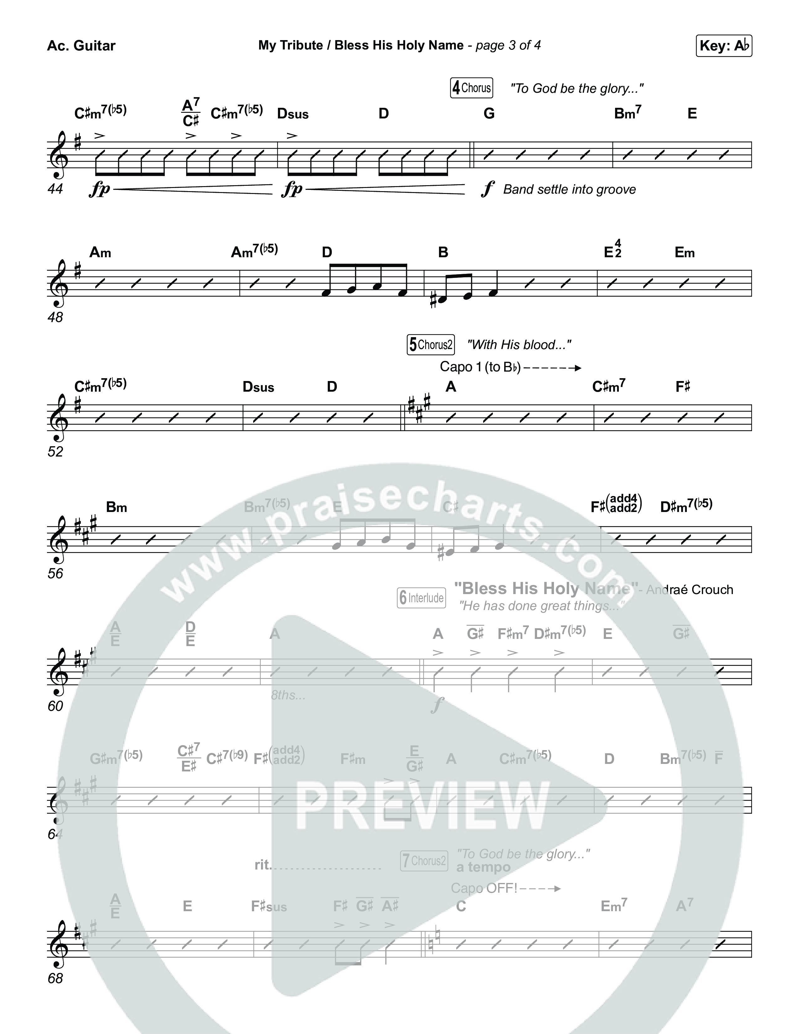 My Tribute / Bless His Holy Name (Choral/SATB) Acoustic Guitar (Brooke Voland / Arr. Travis Cottrell / Arr. Mason Brown)