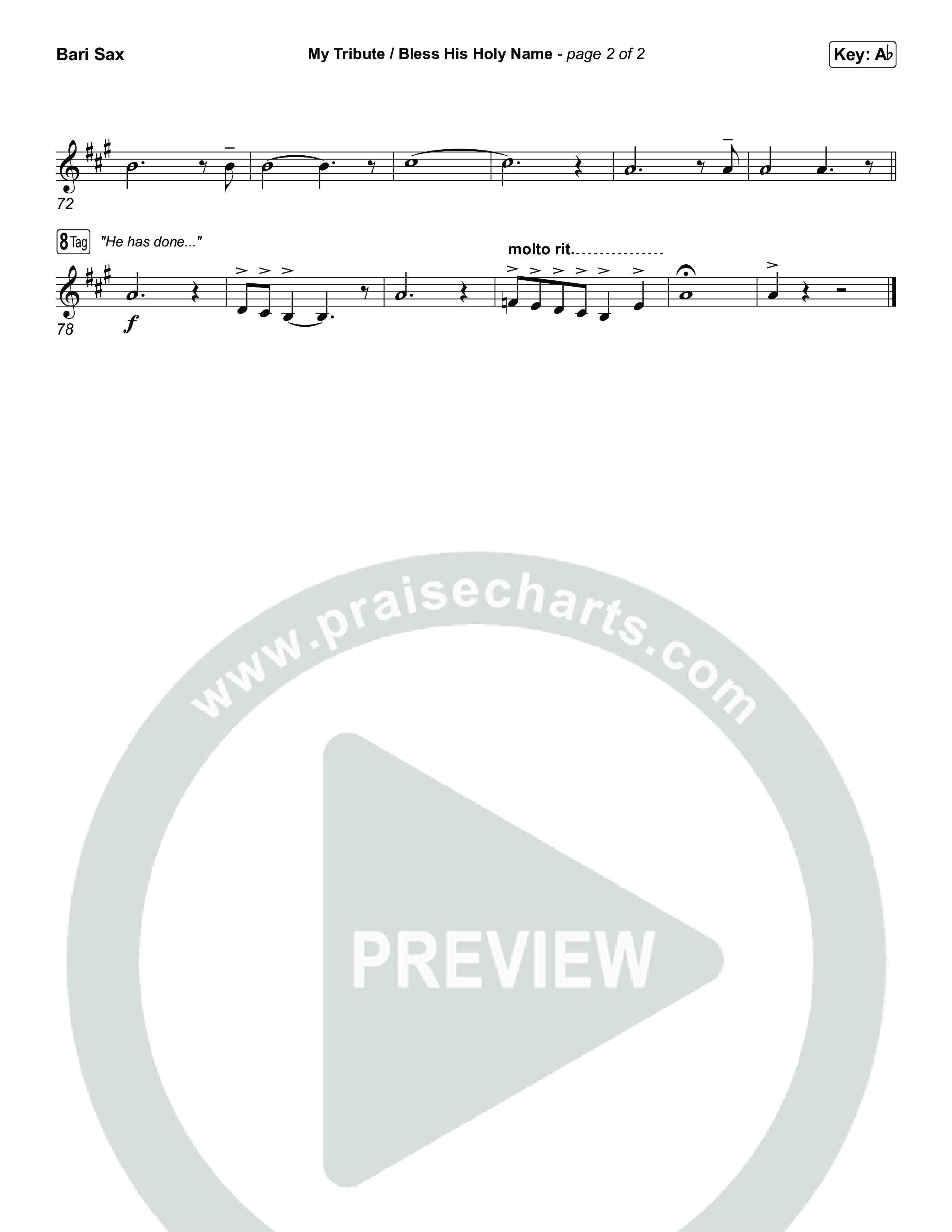 My Tribute / Bless His Holy Name (Choral/SATB) Bari Sax (Brooke Voland / Arr. Travis Cottrell / Arr. Mason Brown)