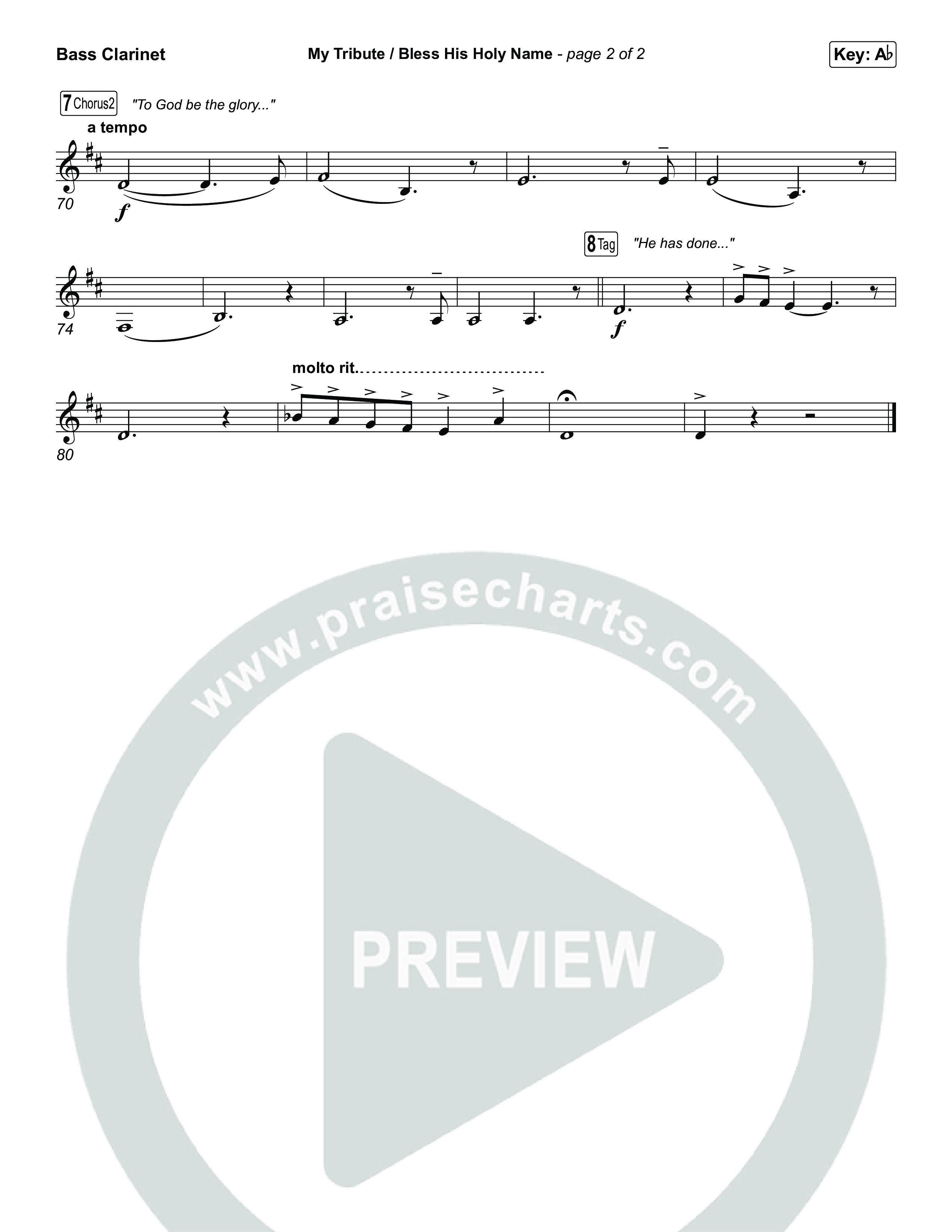 My Tribute / Bless His Holy Name (Choral/SATB) Bass Clarinet (Brooke Voland / Arr. Travis Cottrell / Arr. Mason Brown)