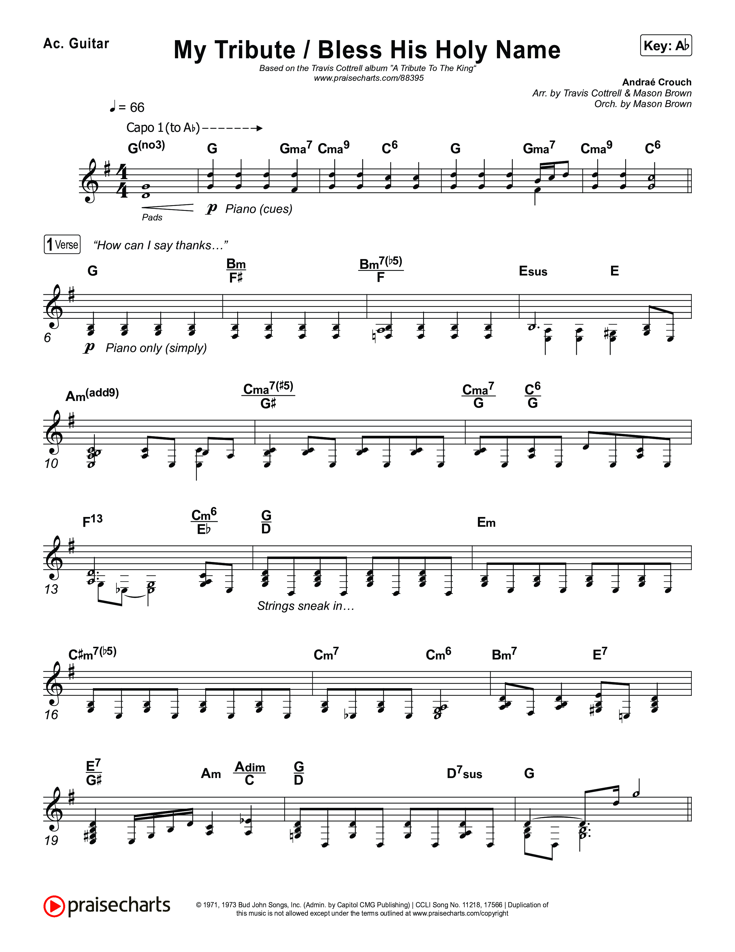 My Tribute / Bless His Holy Name (Choral/SATB) Acoustic Guitar (Brooke Voland / Arr. Travis Cottrell / Arr. Mason Brown)
