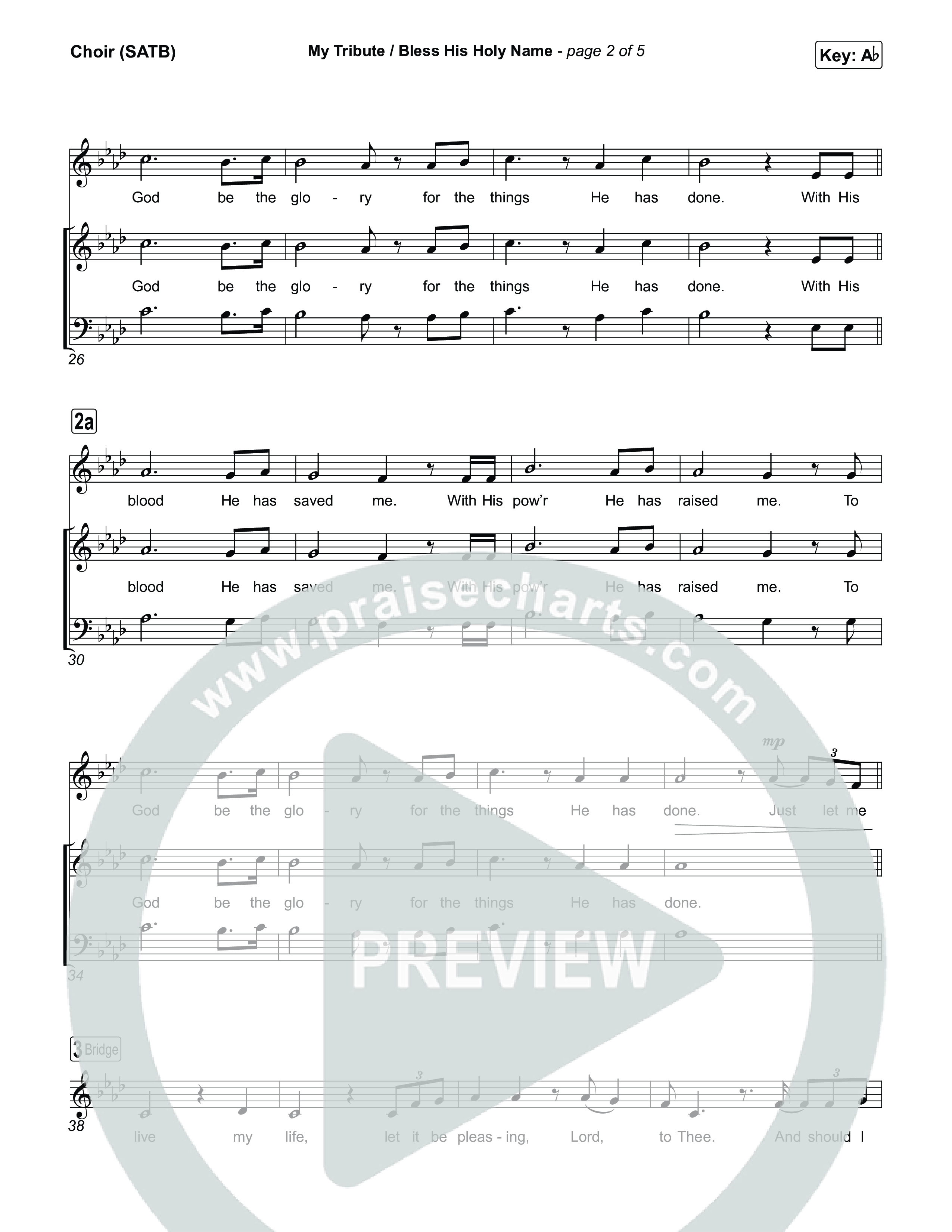 My Tribute / Bless His Holy Name (Choral/SATB) Choir Sheet (SATB) (Brooke Voland / Arr. Travis Cottrell / Arr. Mason Brown)