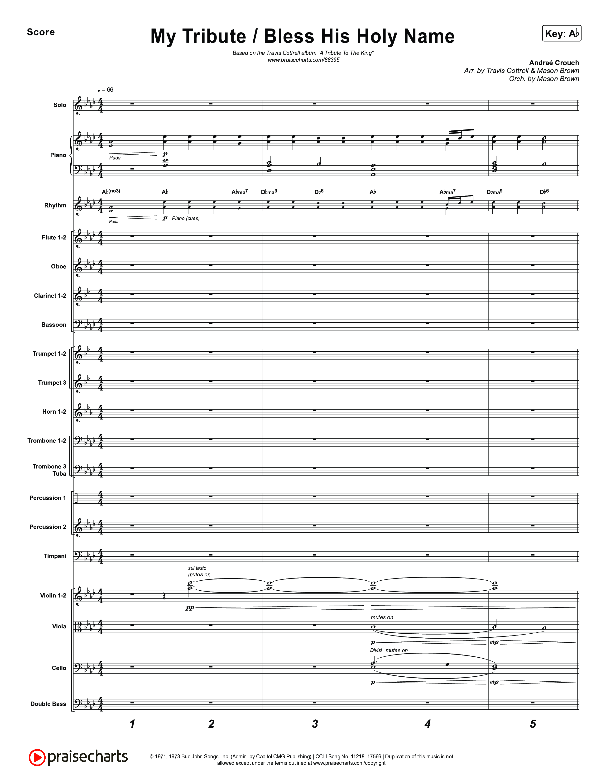 My Tribute / Bless His Holy Name (Choral/SATB) Conductor's Score (Brooke Voland / Arr. Travis Cottrell / Arr. Mason Brown)
