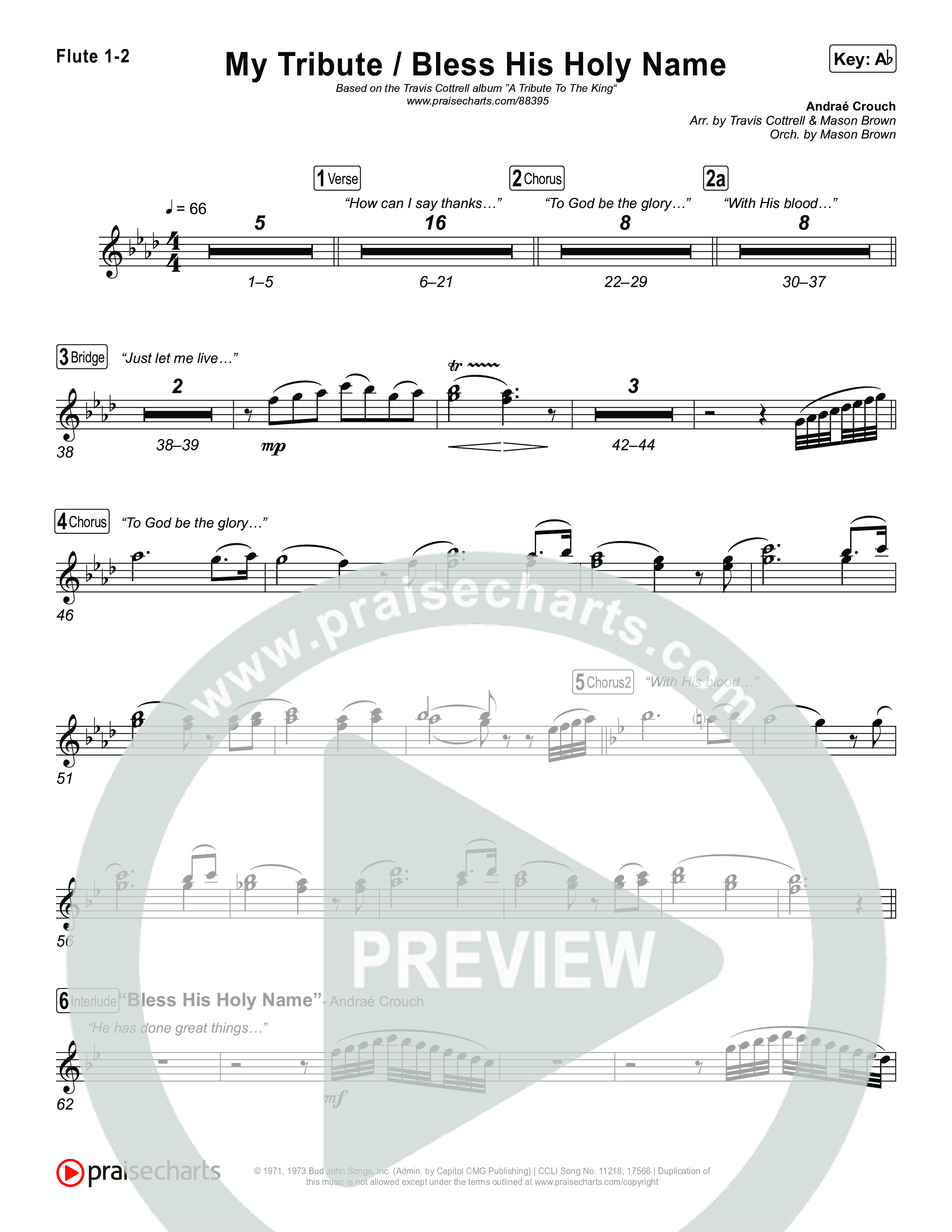 My Tribute / Bless His Holy Name (Choral/SATB) Wind Pack (Brooke Voland / Arr. Travis Cottrell / Arr. Mason Brown)