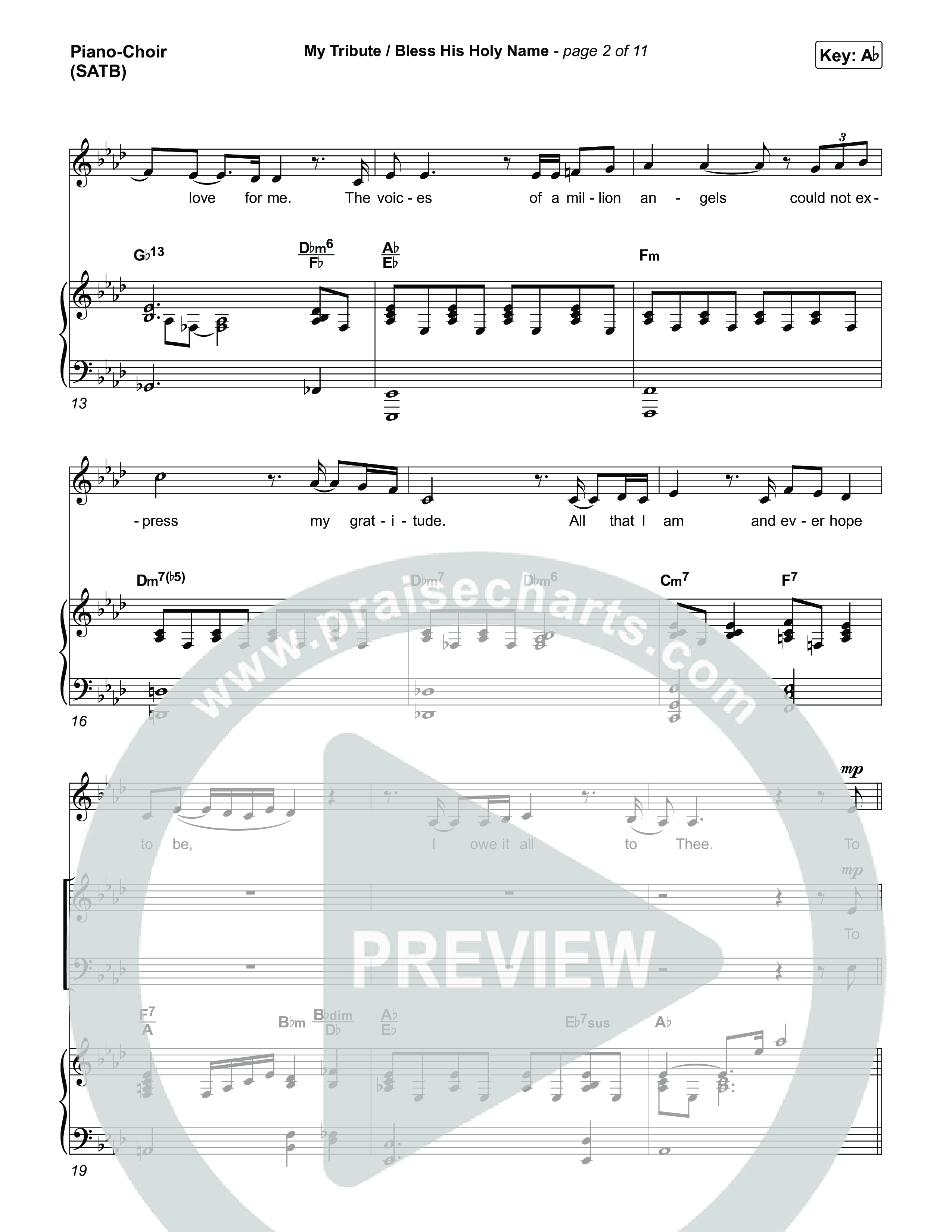 My Tribute / Bless His Holy Name (Choral/SATB) Piano/Vocal (SATB) (Brooke Voland / Arr. Travis Cottrell / Arr. Mason Brown)