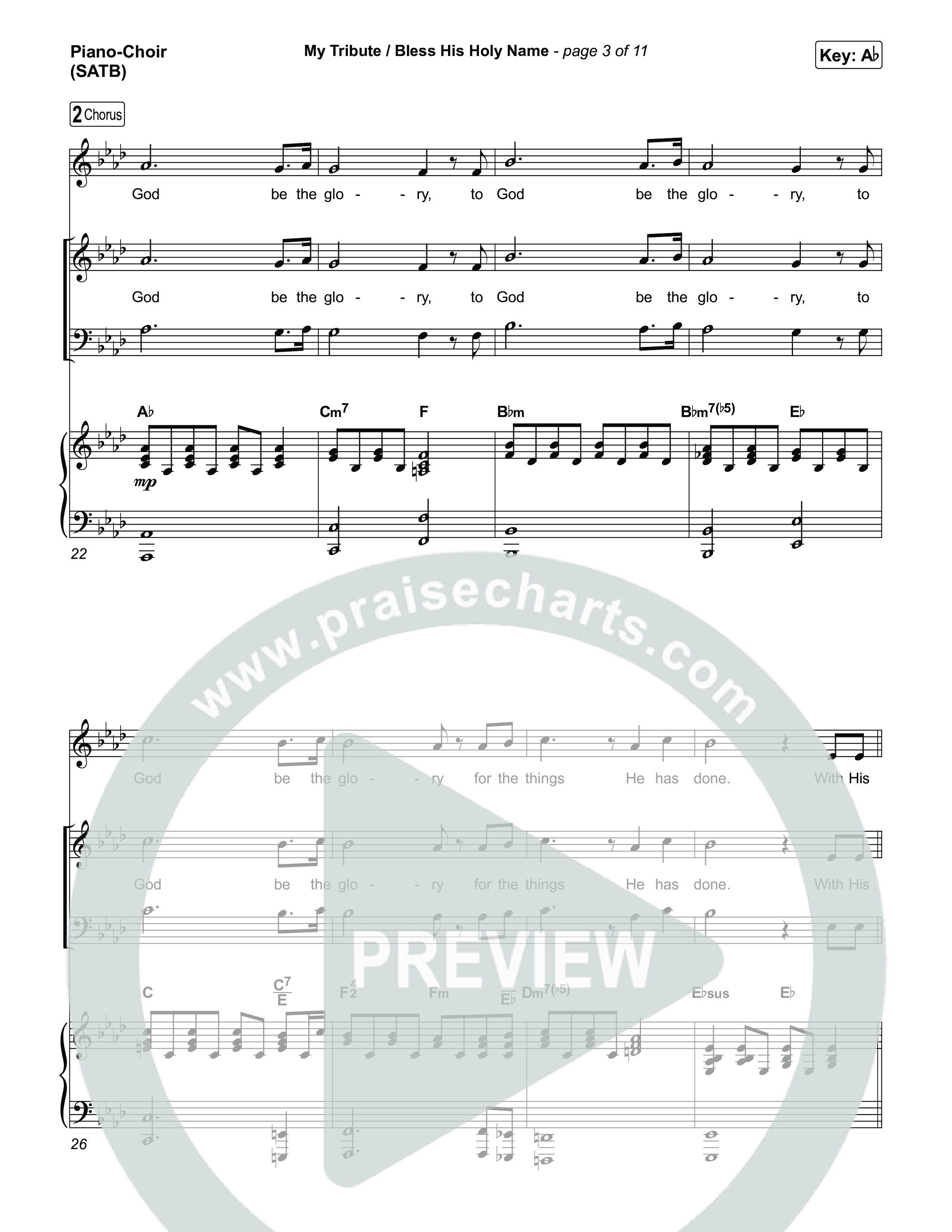 My Tribute / Bless His Holy Name (Choral/SATB) Piano/Vocal (SATB) (Brooke Voland / Arr. Travis Cottrell / Arr. Mason Brown)
