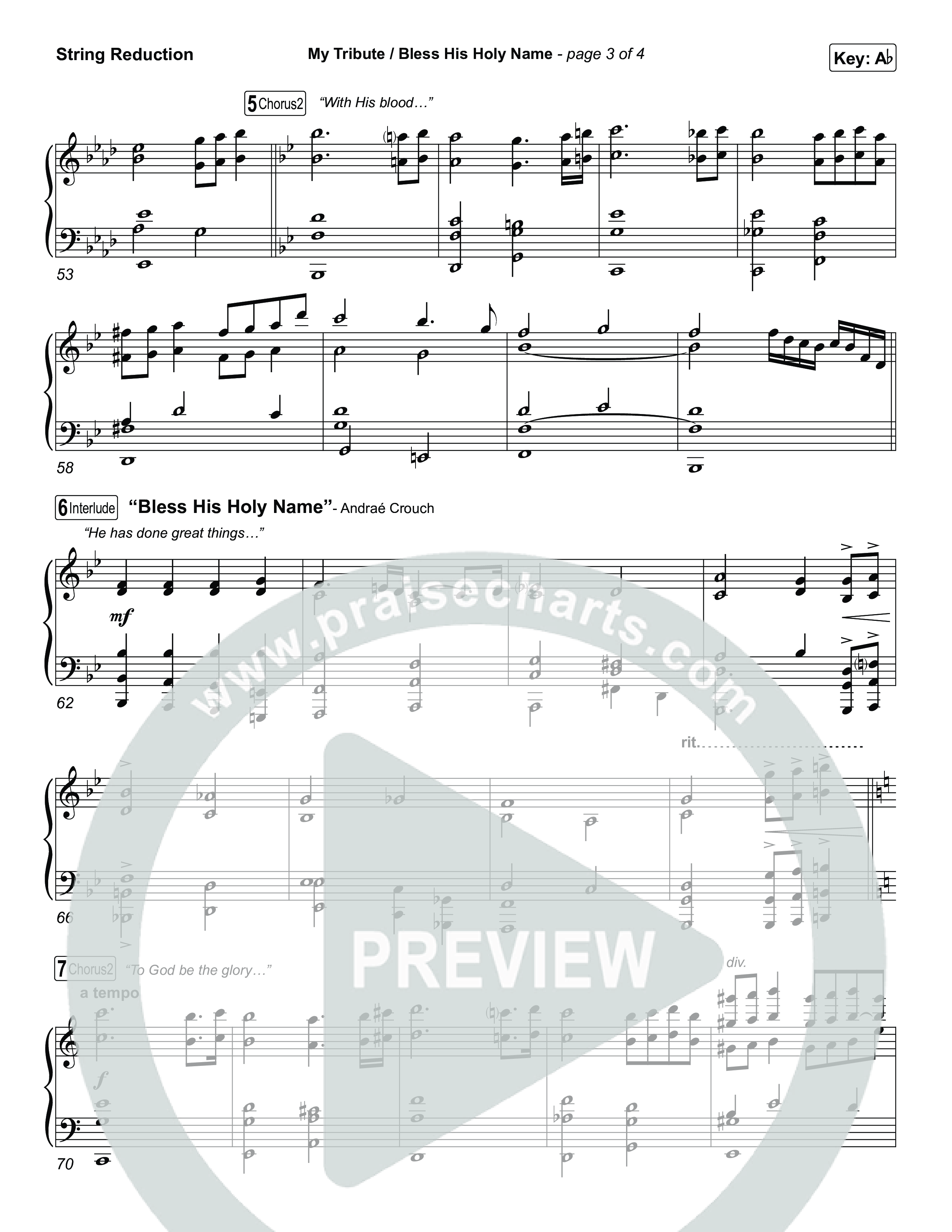 My Tribute / Bless His Holy Name (Choral/SATB) String Reduction (Brooke Voland / Arr. Travis Cottrell / Arr. Mason Brown)