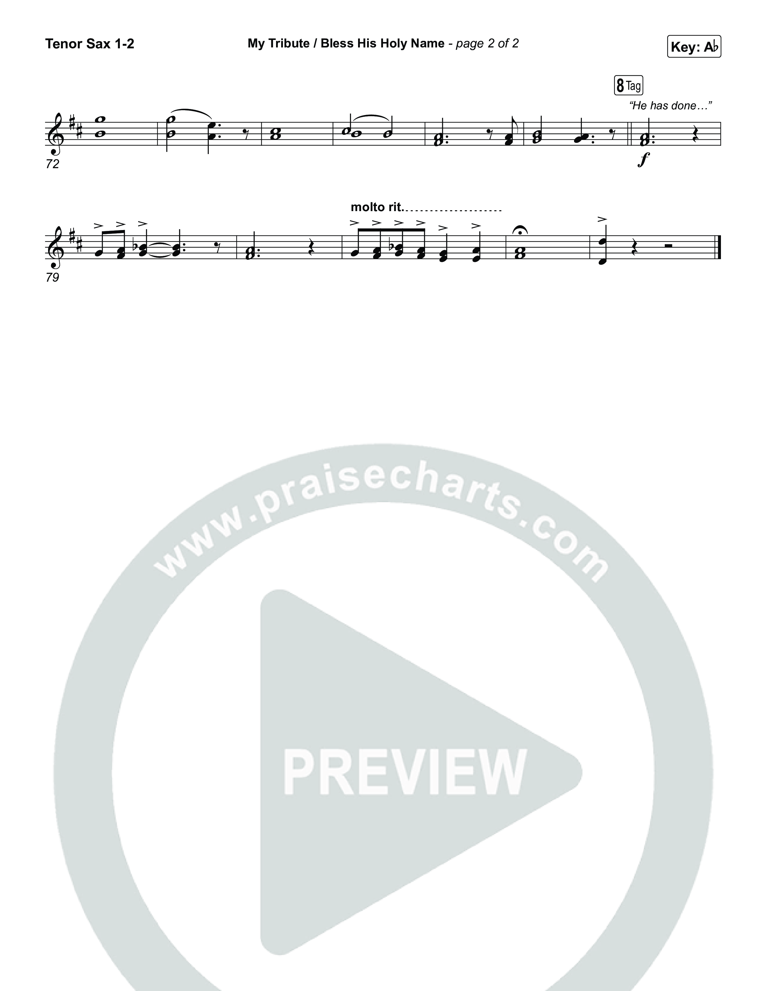 My Tribute / Bless His Holy Name (Choral/SATB) Sax Pack (Brooke Voland / Arr. Travis Cottrell / Arr. Mason Brown)