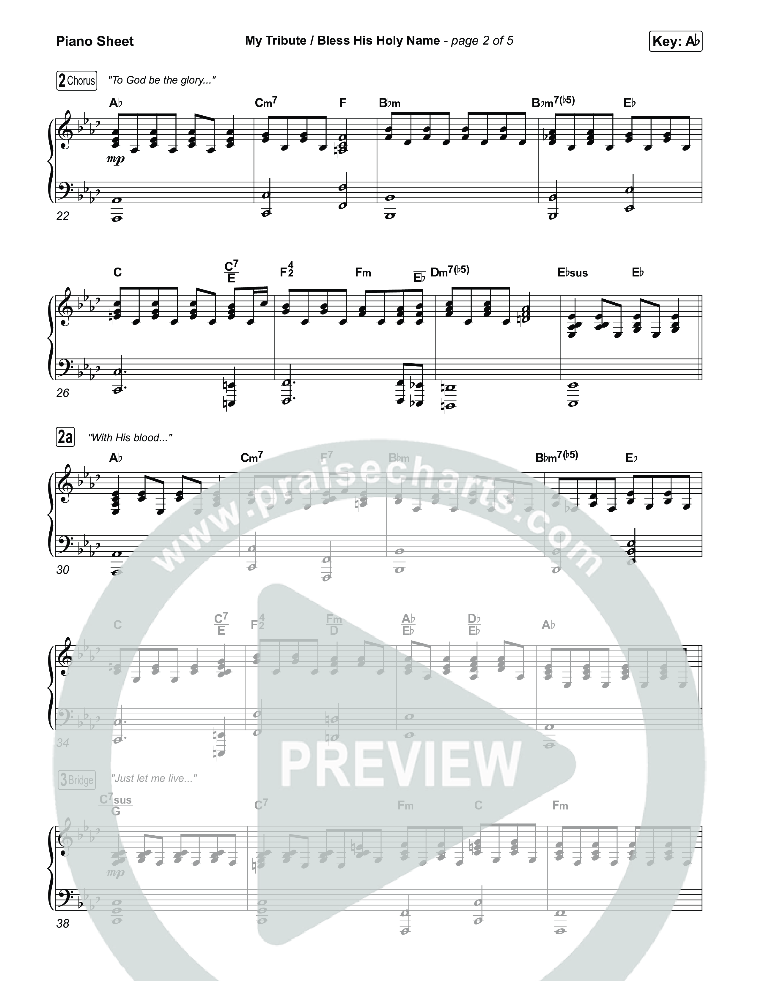 My Tribute / Bless His Holy Name (Choral/SATB) Piano Sheet (Brooke Voland / Arr. Travis Cottrell / Arr. Mason Brown)