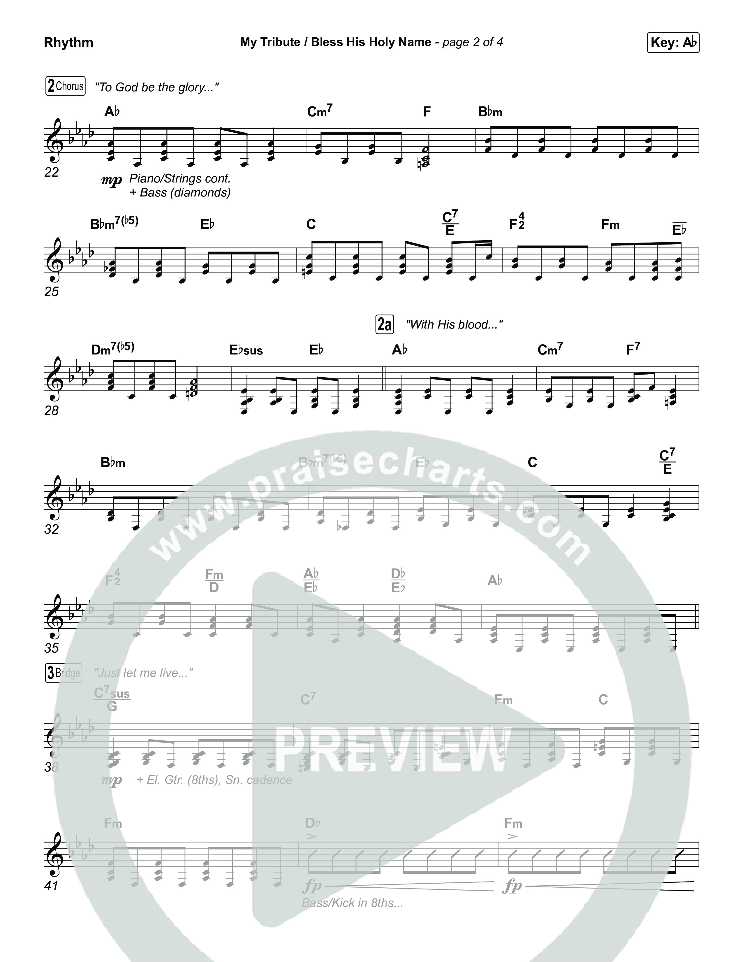 My Tribute / Bless His Holy Name (Choral/SATB) Rhythm Chart (Brooke Voland / Arr. Travis Cottrell / Arr. Mason Brown)