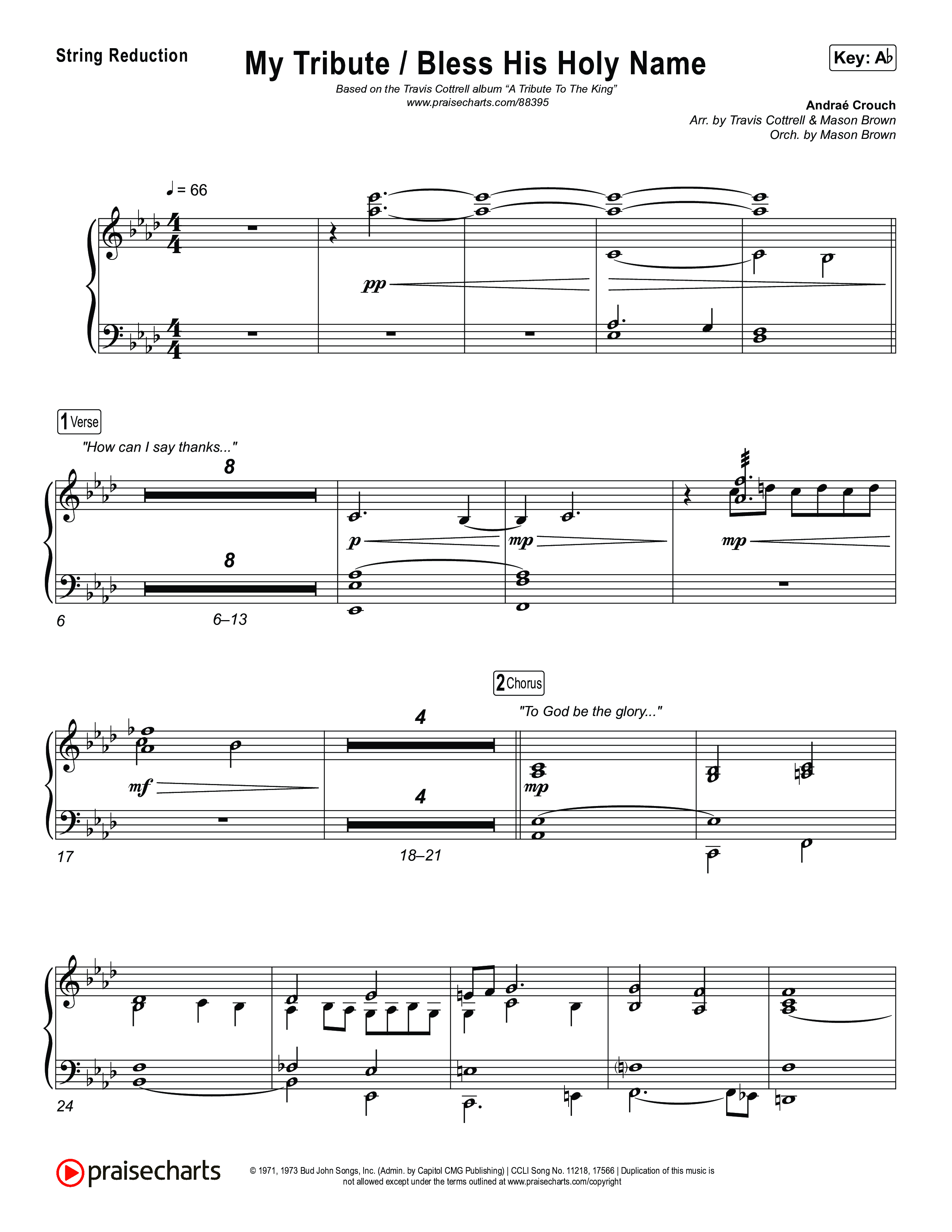 My Tribute / Bless His Holy Name (Choral/SATB) String Reduction (Brooke Voland / Arr. Travis Cottrell / Arr. Mason Brown)