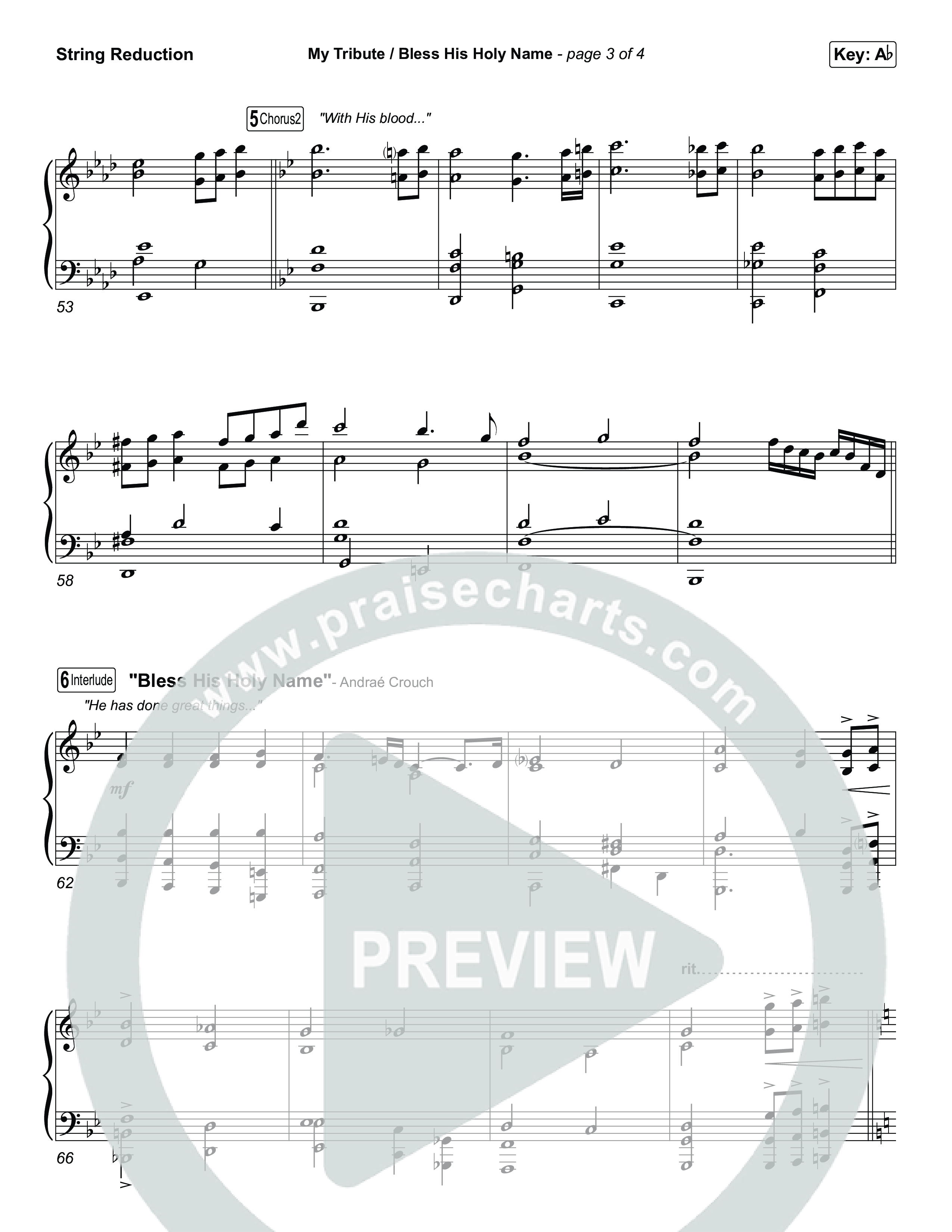 My Tribute / Bless His Holy Name (Choral/SATB) String Reduction (Brooke Voland / Arr. Travis Cottrell / Arr. Mason Brown)