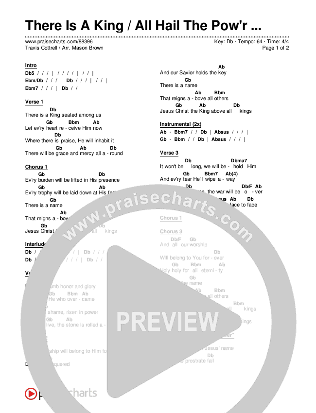 There Is A King / All Hail The Pow'r Of Jesus' Name (Choral/SATB) Chords & Lyrics (Travis Cottrell / Arr. Mason Brown)