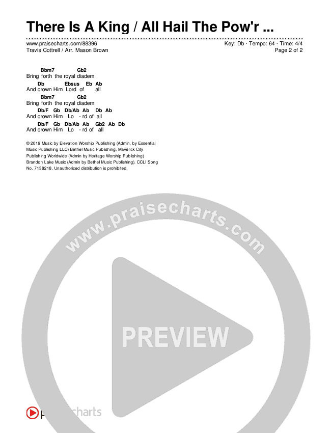 There Is A King / All Hail The Pow'r Of Jesus' Name (Choral/SATB) Chords & Lyrics (Travis Cottrell / Arr. Mason Brown)