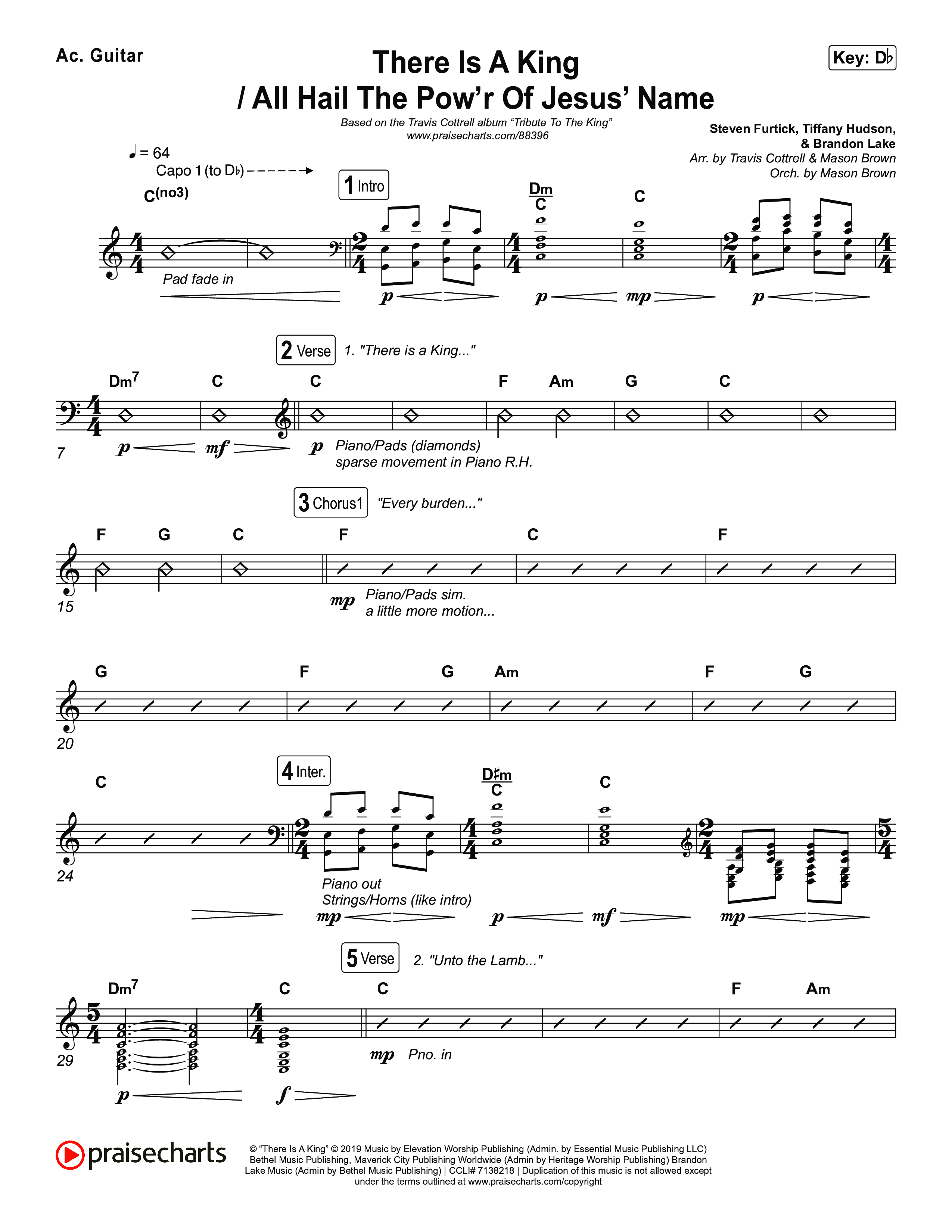 There Is A King / All Hail The Pow'r Of Jesus' Name (Choral/SATB) Acoustic Guitar (Travis Cottrell / Arr. Mason Brown)