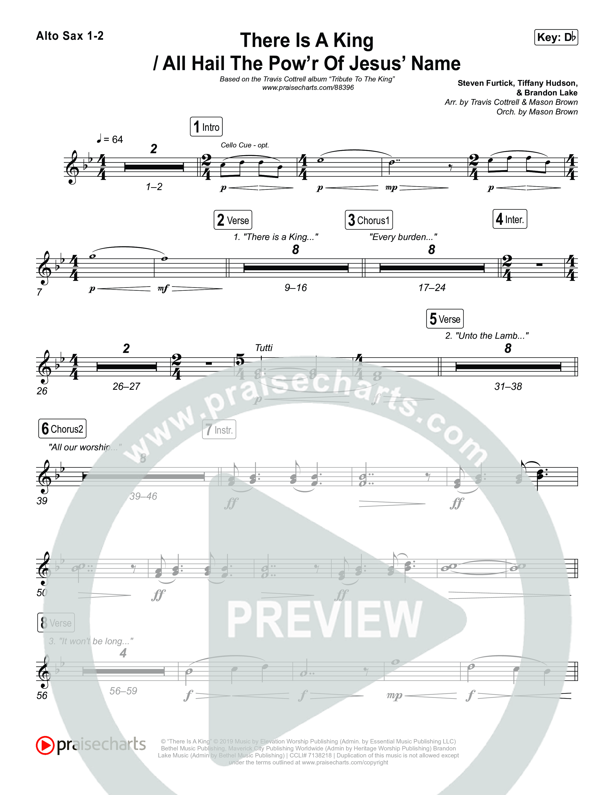 There Is A King / All Hail The Pow'r Of Jesus' Name (Choral/SATB) Sax Pack (Travis Cottrell / Arr. Mason Brown)