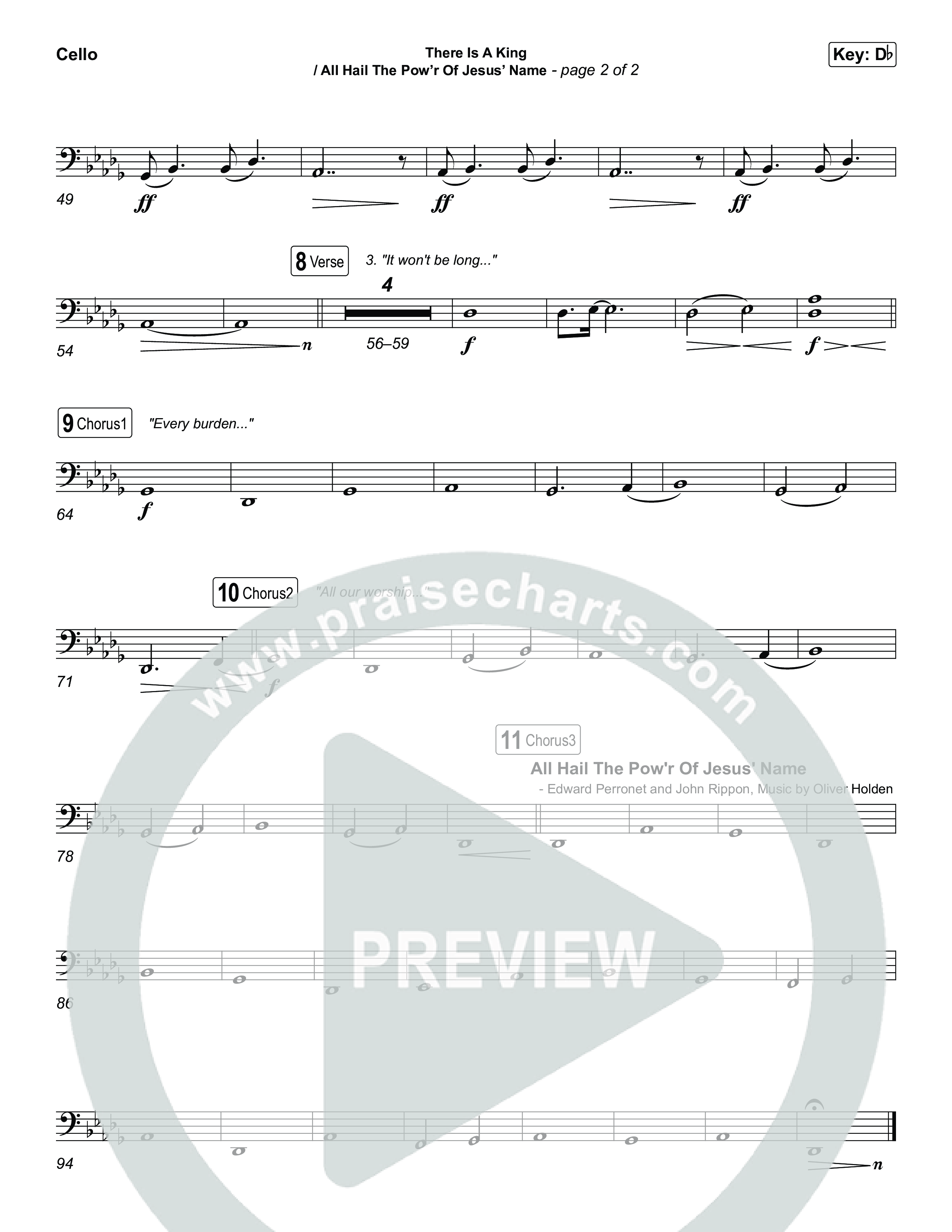 There Is A King / All Hail The Pow'r Of Jesus' Name (Choral/SATB) Cello (Travis Cottrell / Arr. Mason Brown)