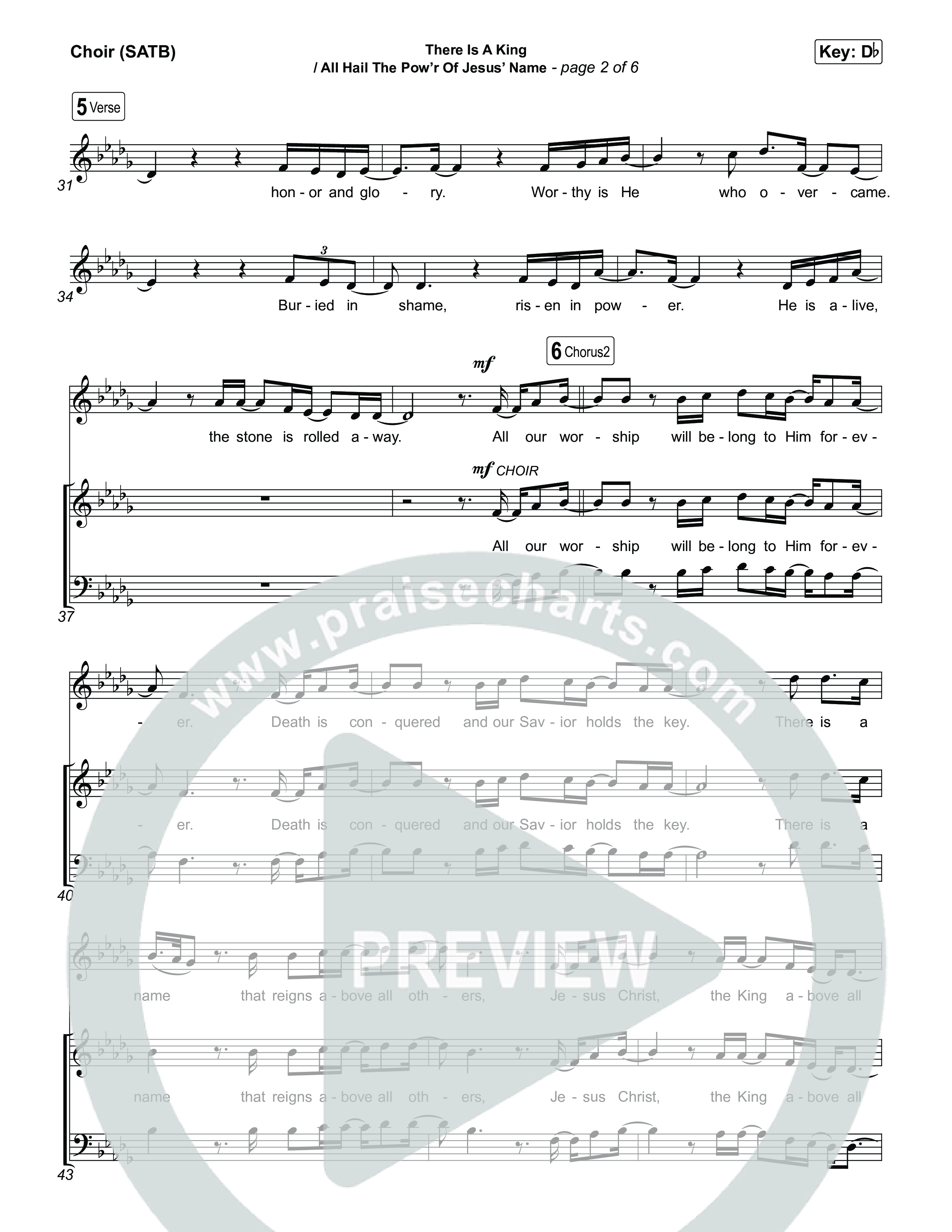 There Is A King / All Hail The Pow'r Of Jesus' Name (Choral/SATB) Choir Sheet (SATB) (Travis Cottrell / Arr. Mason Brown)