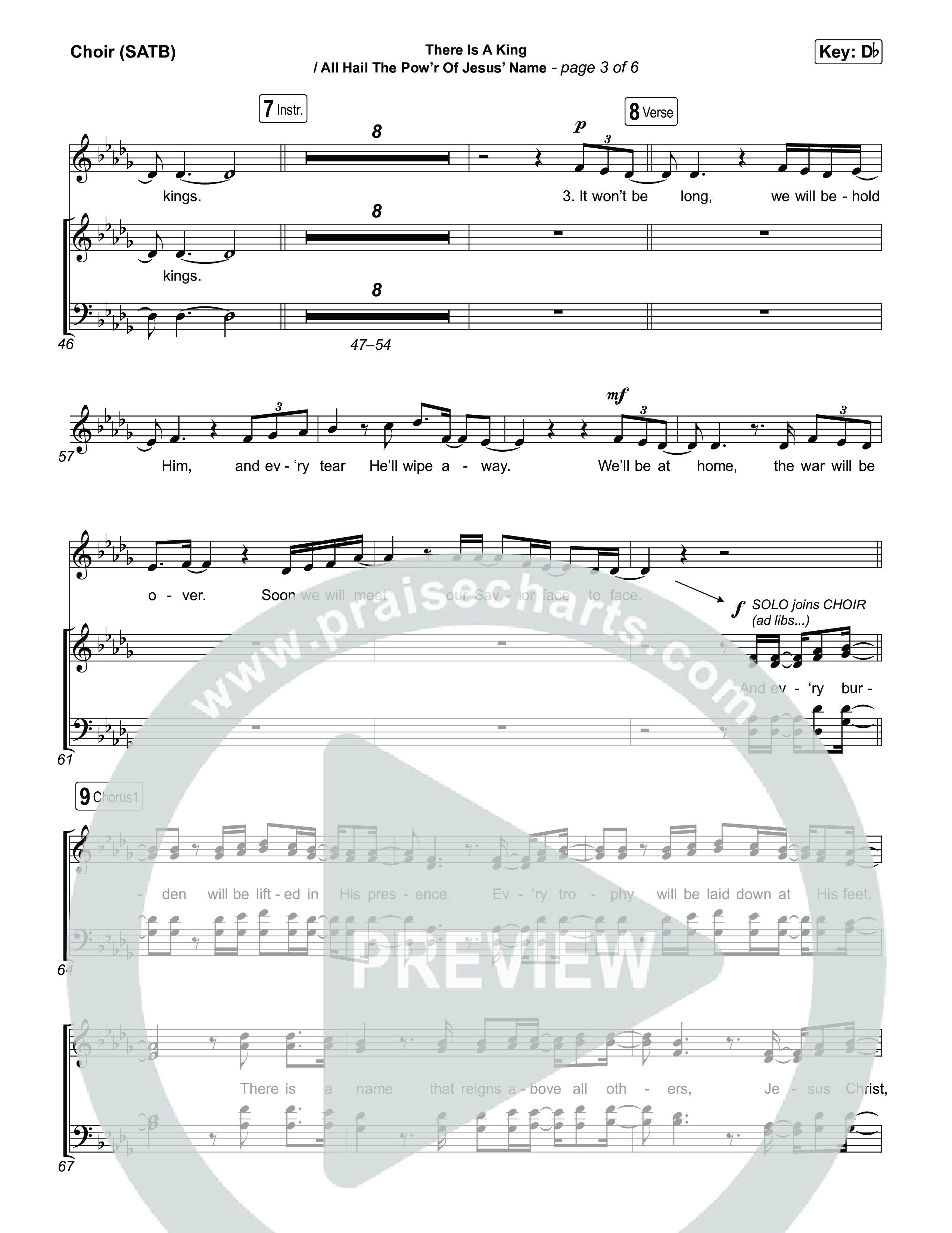 There Is A King / All Hail The Pow'r Of Jesus' Name (Choral/SATB) Choir Sheet (SATB) (Travis Cottrell / Arr. Mason Brown)