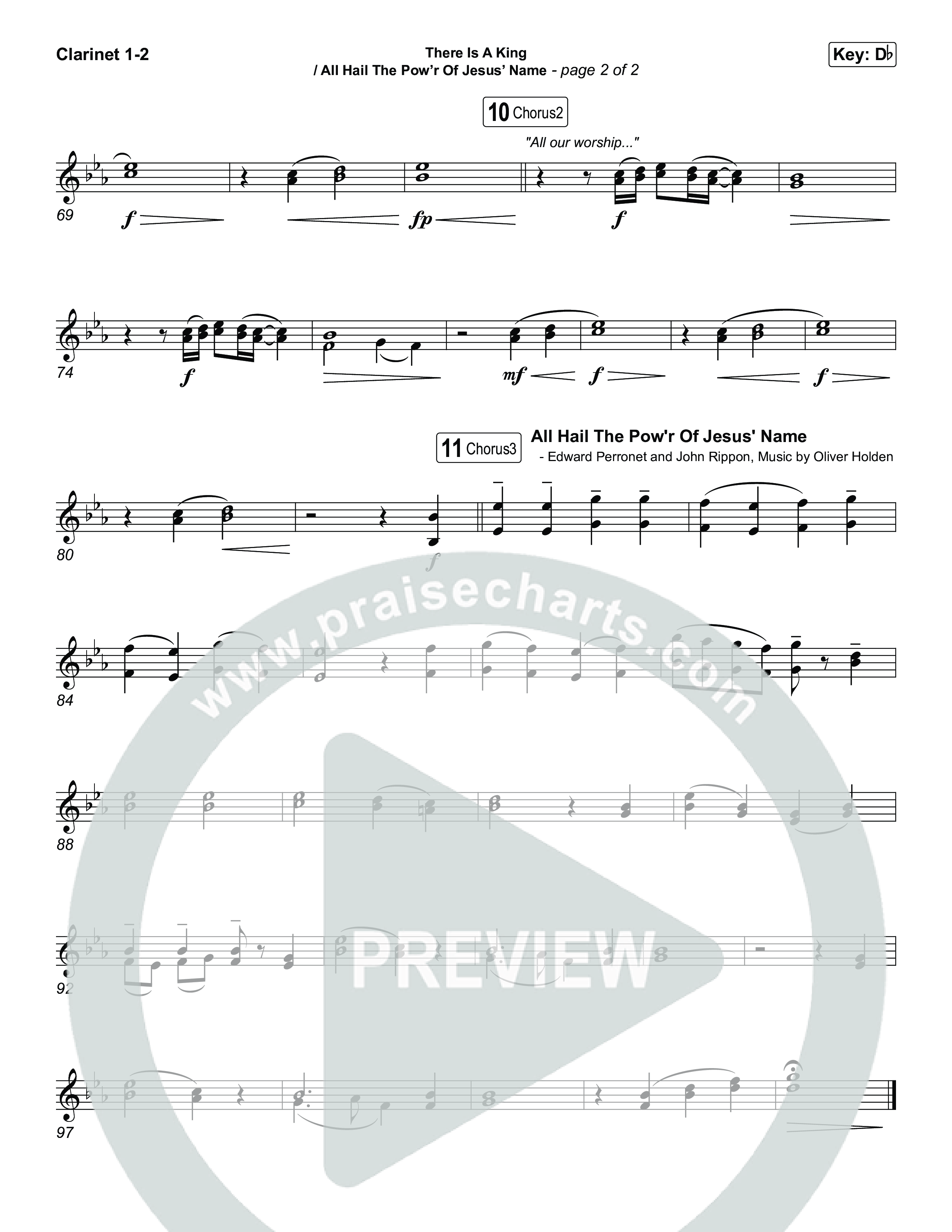There Is A King / All Hail The Pow'r Of Jesus' Name (Choral/SATB) Clarinet 1,2 (Travis Cottrell / Arr. Mason Brown)