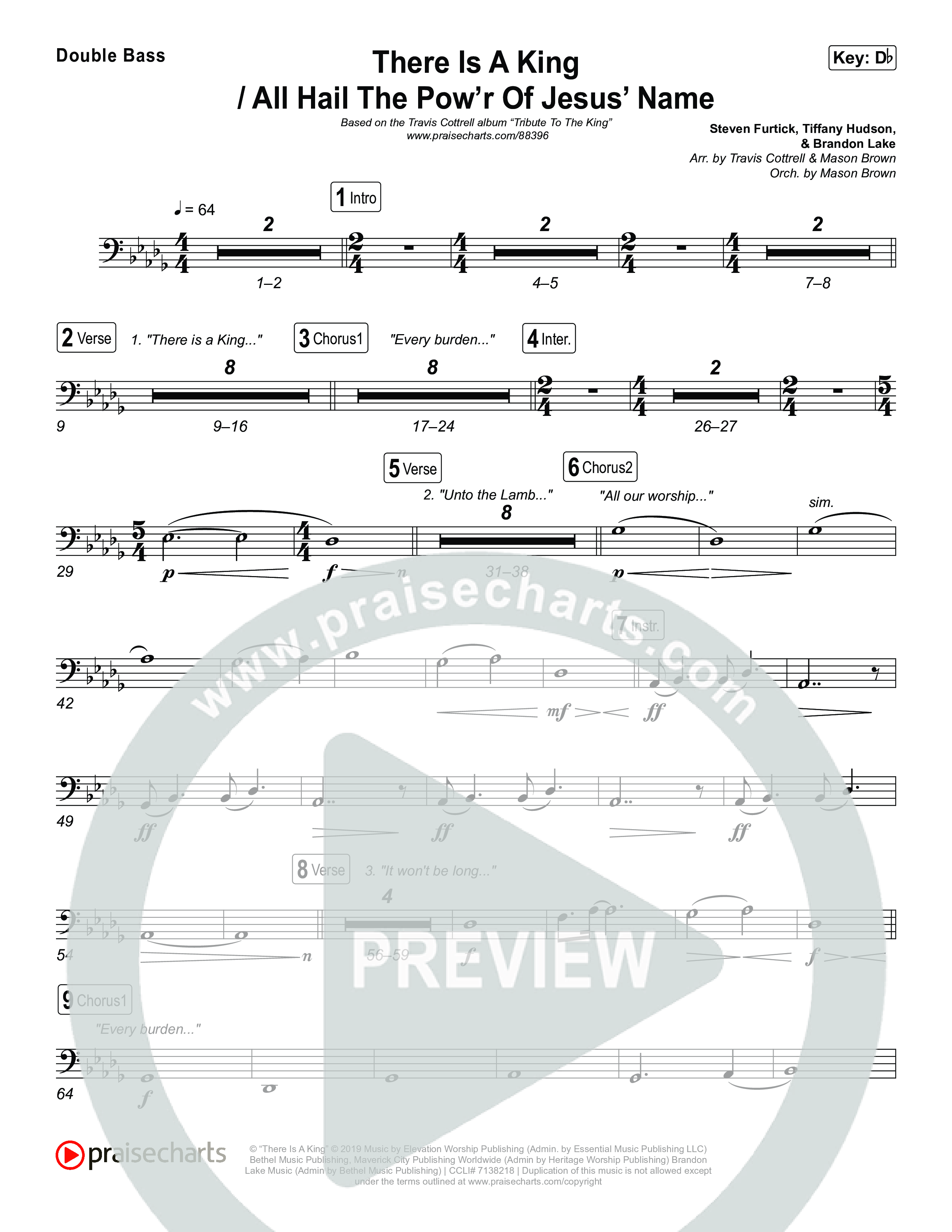 There Is A King / All Hail The Pow'r Of Jesus' Name (Choral/SATB) String Bass (Travis Cottrell / Arr. Mason Brown)
