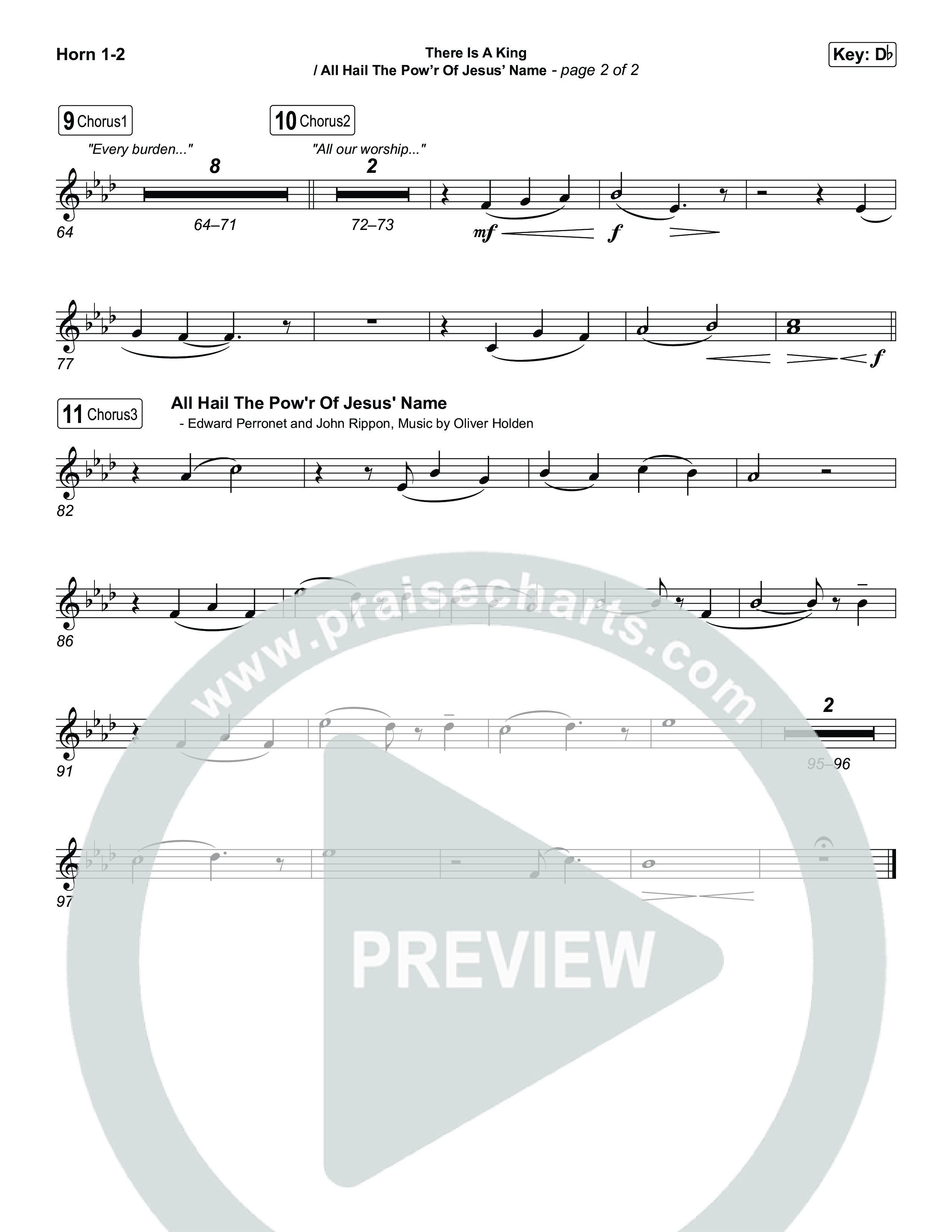 There Is A King / All Hail The Pow'r Of Jesus' Name (Choral/SATB) French Horn 1,2 (Travis Cottrell / Arr. Mason Brown)
