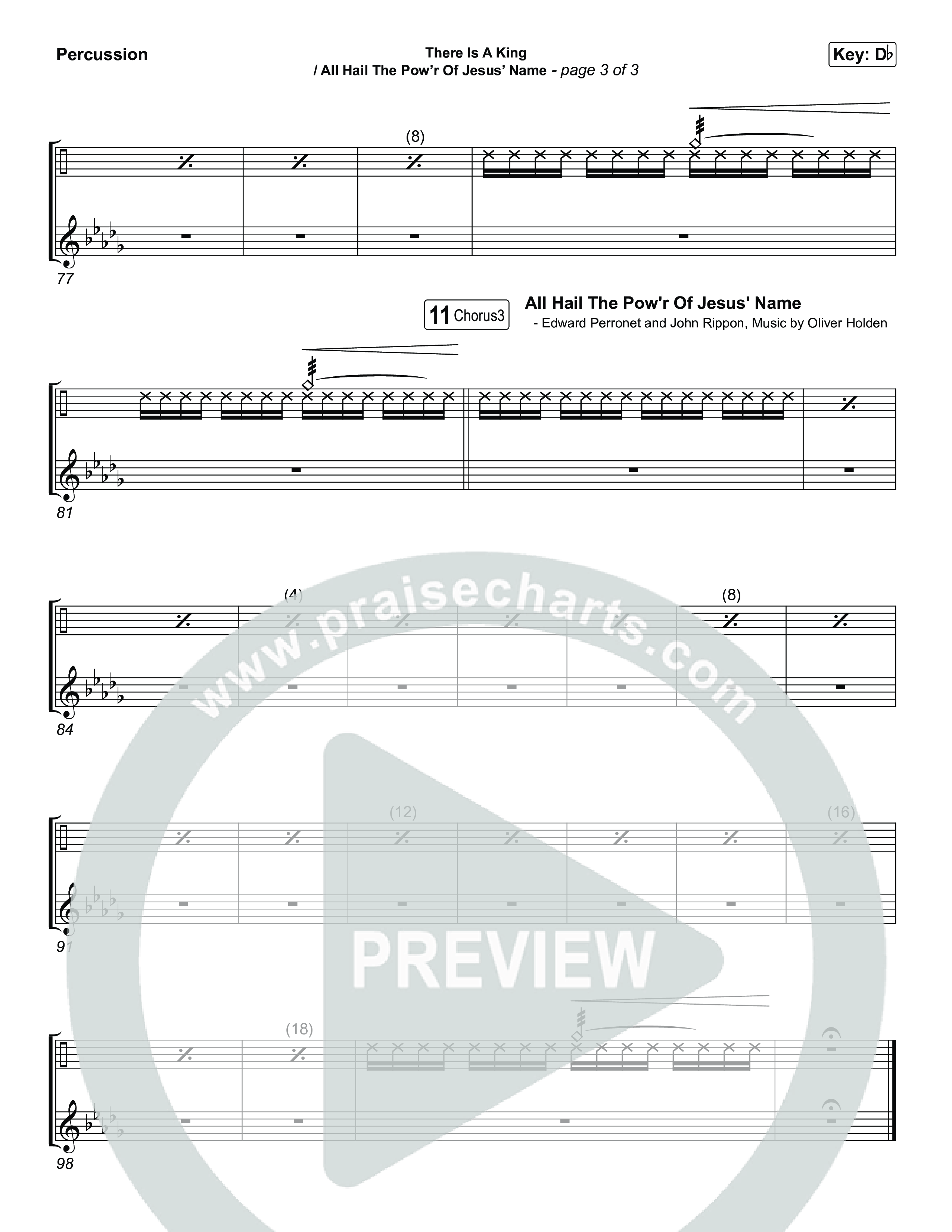 There Is A King / All Hail The Pow'r Of Jesus' Name (Choral/SATB) Percussion (Travis Cottrell / Arr. Mason Brown)
