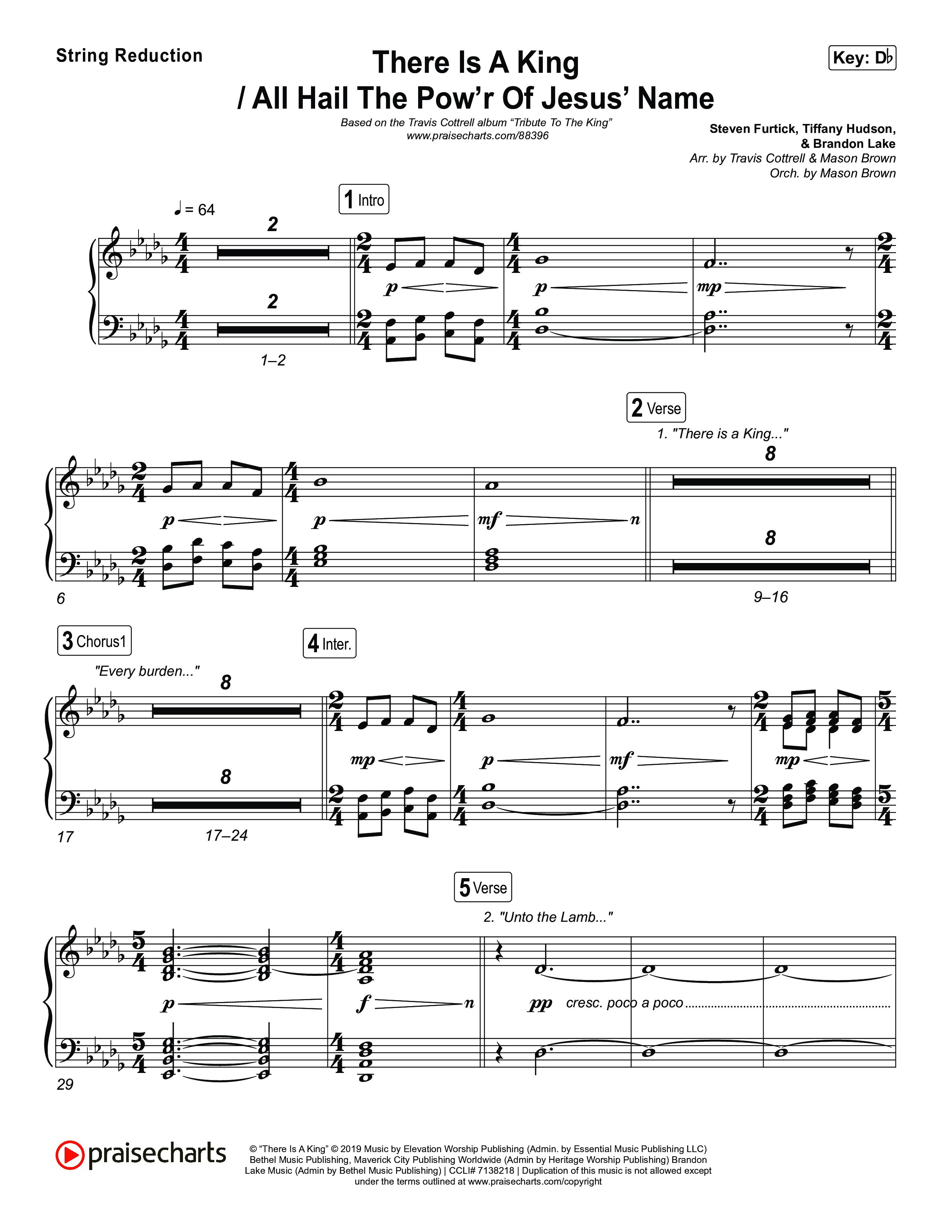 There Is A King / All Hail The Pow'r Of Jesus' Name (Choral/SATB) String Reduction (Travis Cottrell / Arr. Mason Brown)