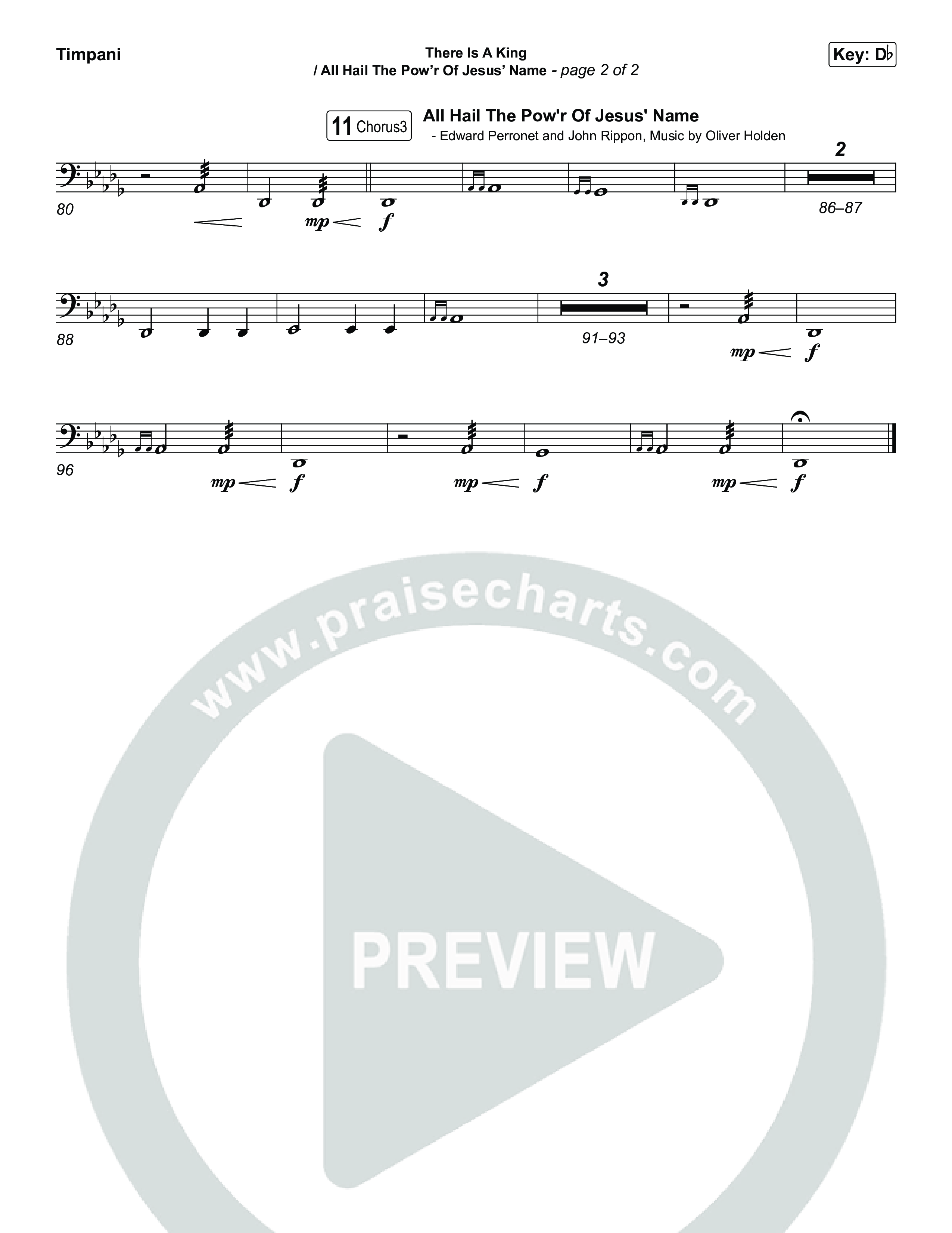 There Is A King / All Hail The Pow'r Of Jesus' Name (Choral/SATB) Timpani (Travis Cottrell / Arr. Mason Brown)