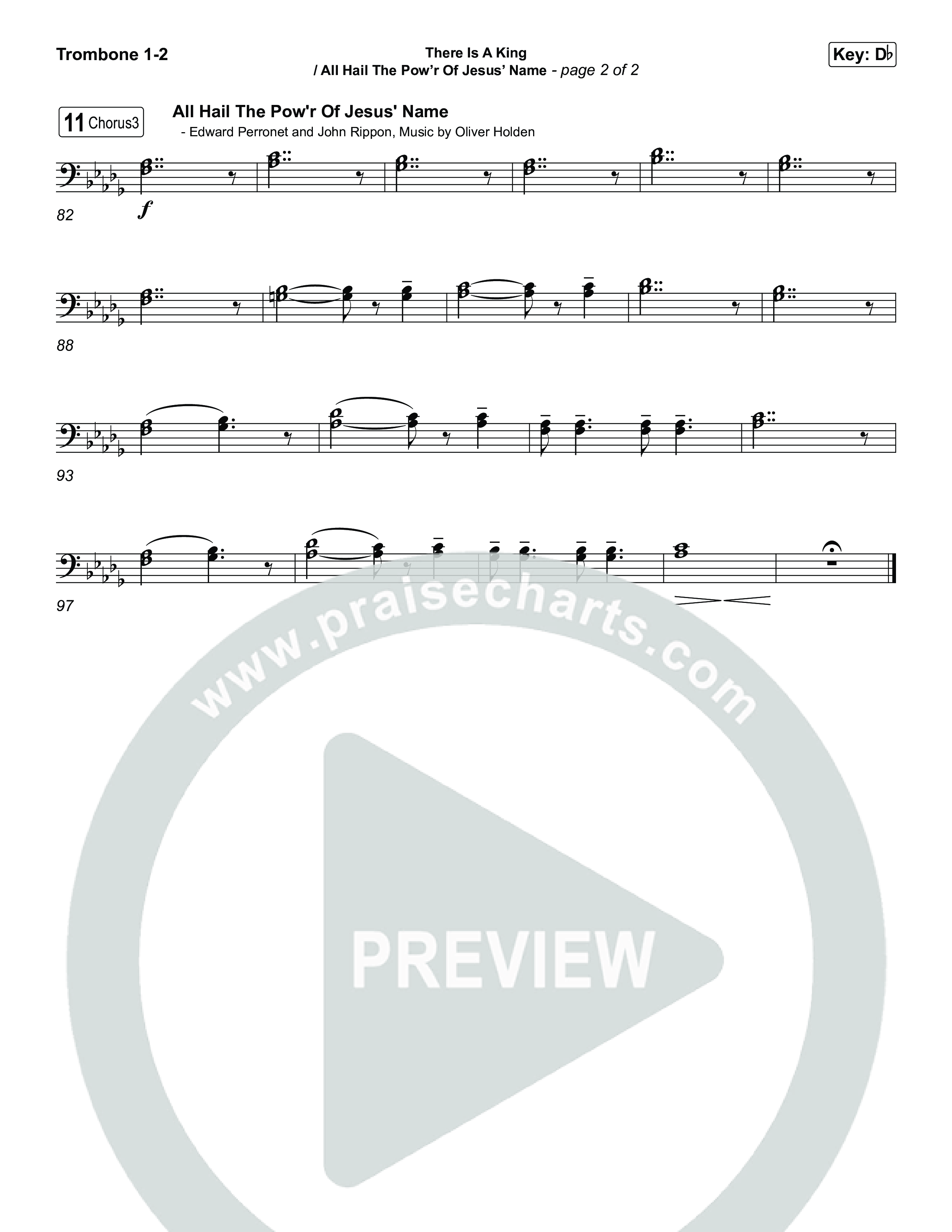 There Is A King / All Hail The Pow'r Of Jesus' Name (Choral/SATB) Trombone 1,2 (Travis Cottrell / Arr. Mason Brown)