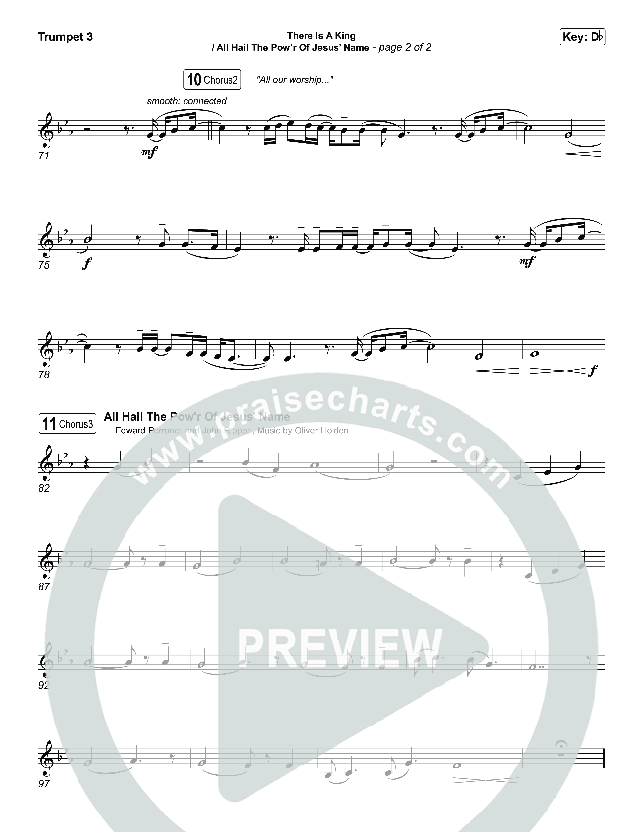 There Is A King / All Hail The Pow'r Of Jesus' Name (Choral/SATB) Trumpet 3 (Travis Cottrell / Arr. Mason Brown)