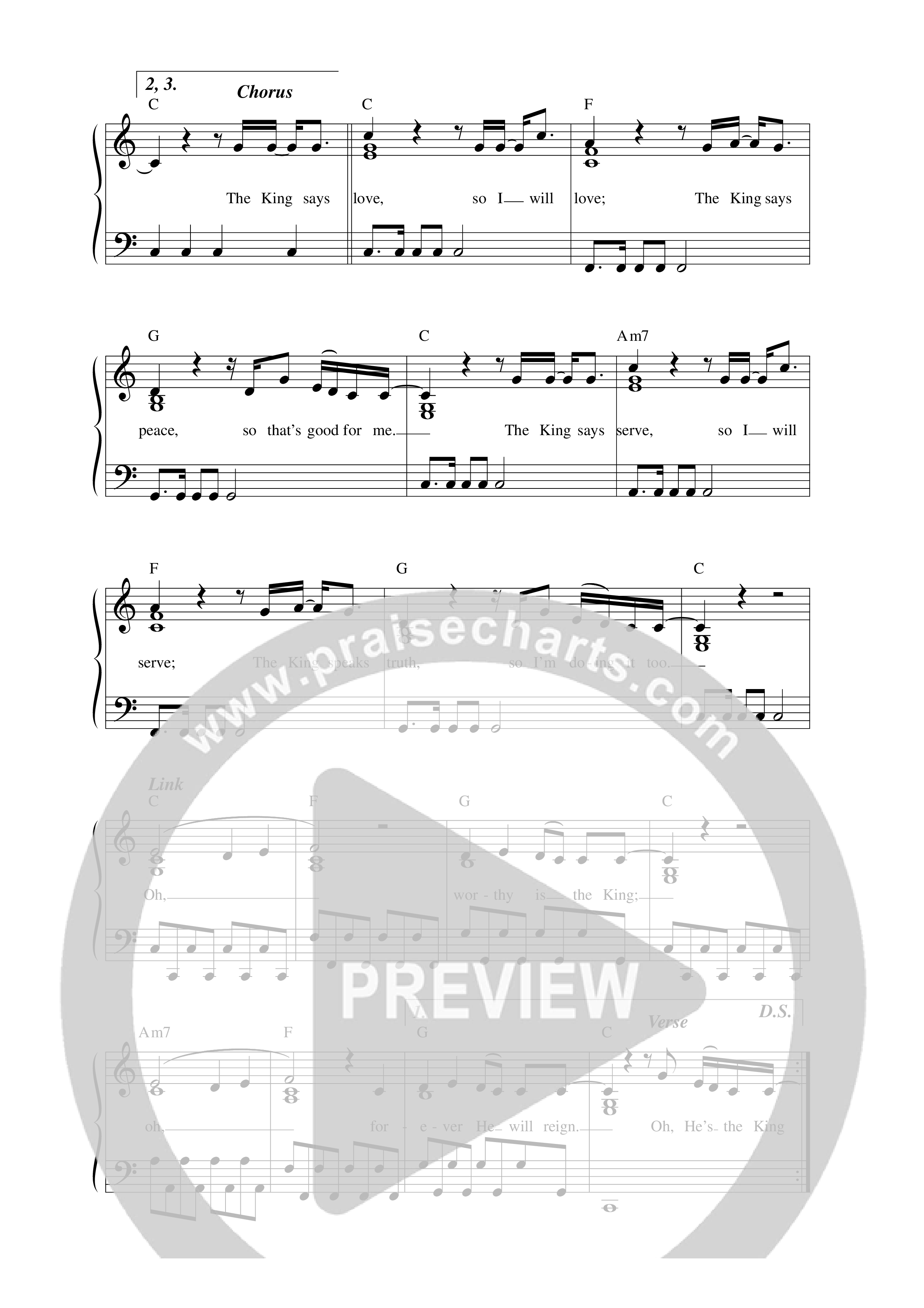 The King Lead Sheet Melody (Worship For Everyone)