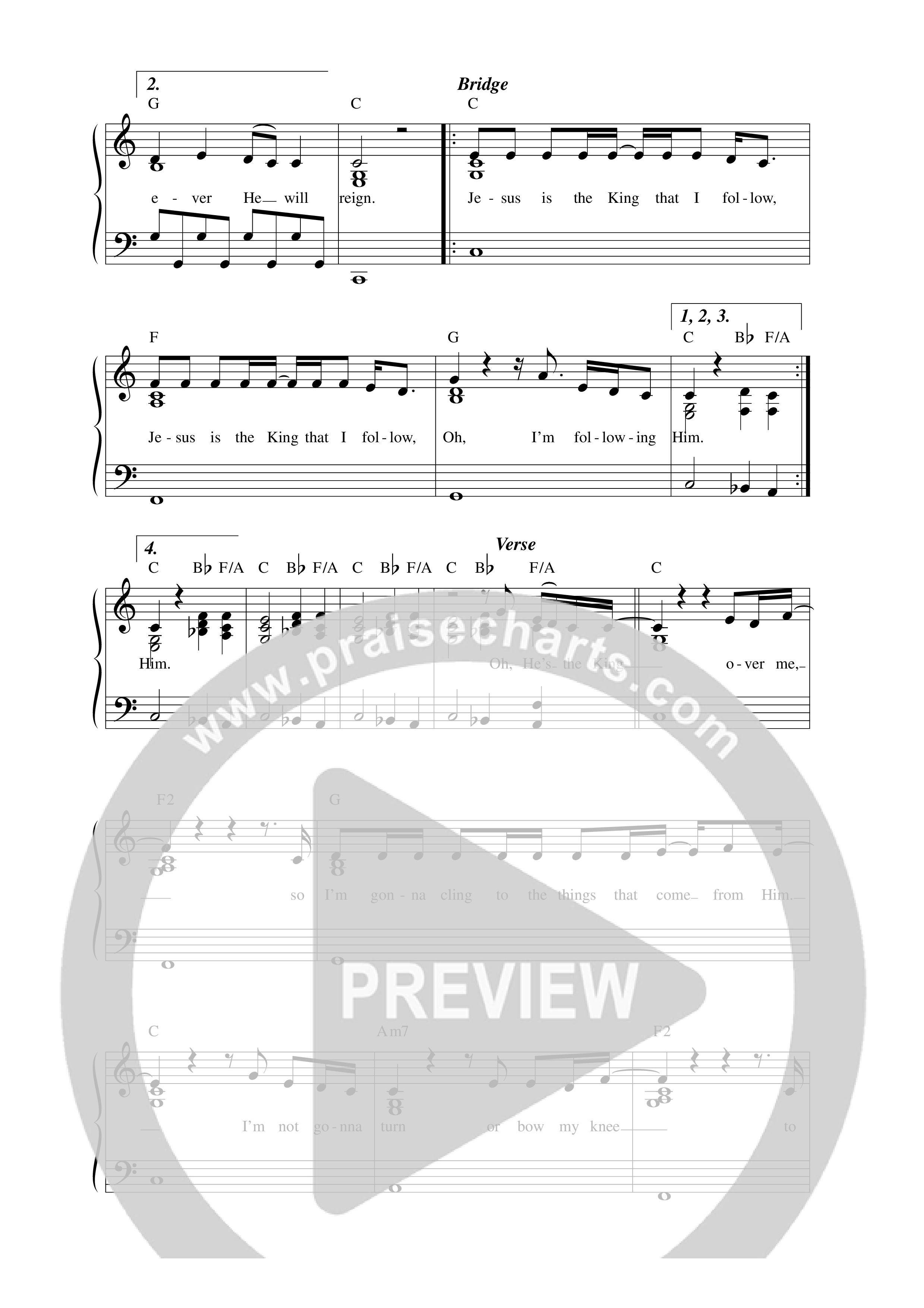 The King Lead Sheet Melody (Worship For Everyone)